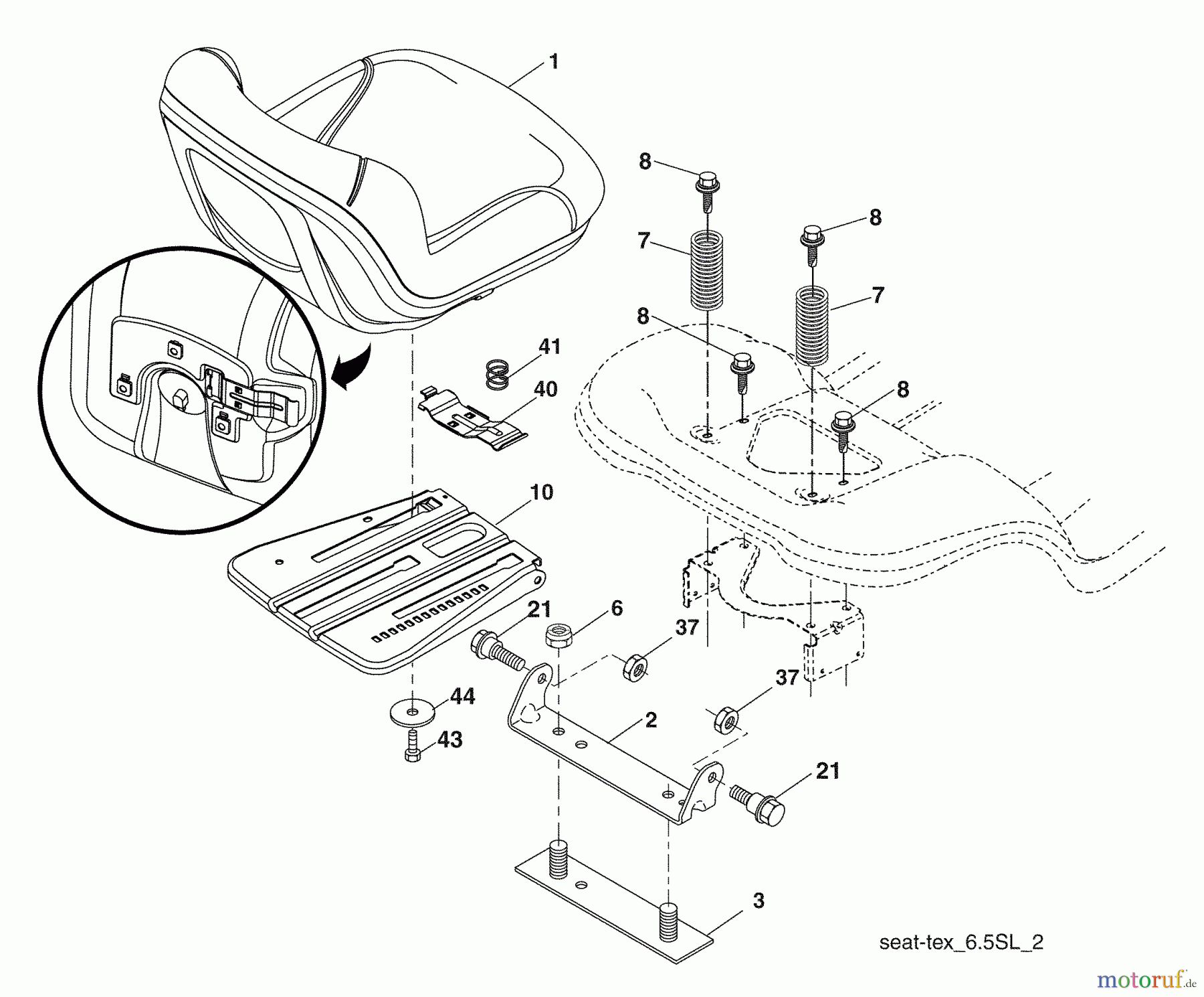Husqvarna Rasen und Garten Traktoren 2246LS (96043007600) - Husqvarna Lawn Tractor (2008-12 & After) (California) Seat Assembly