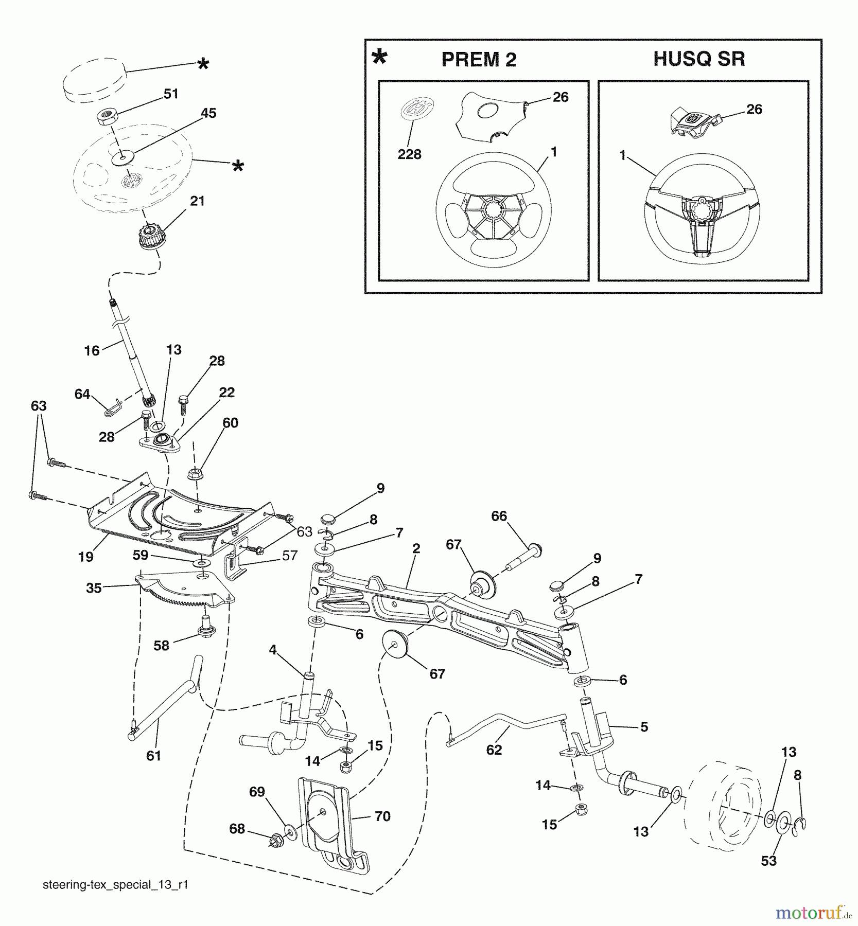 Husqvarna Rasen und Garten Traktoren 2246LS (96043007600) - Husqvarna Lawn Tractor (2008-12 & After) (California) Steering Assembly