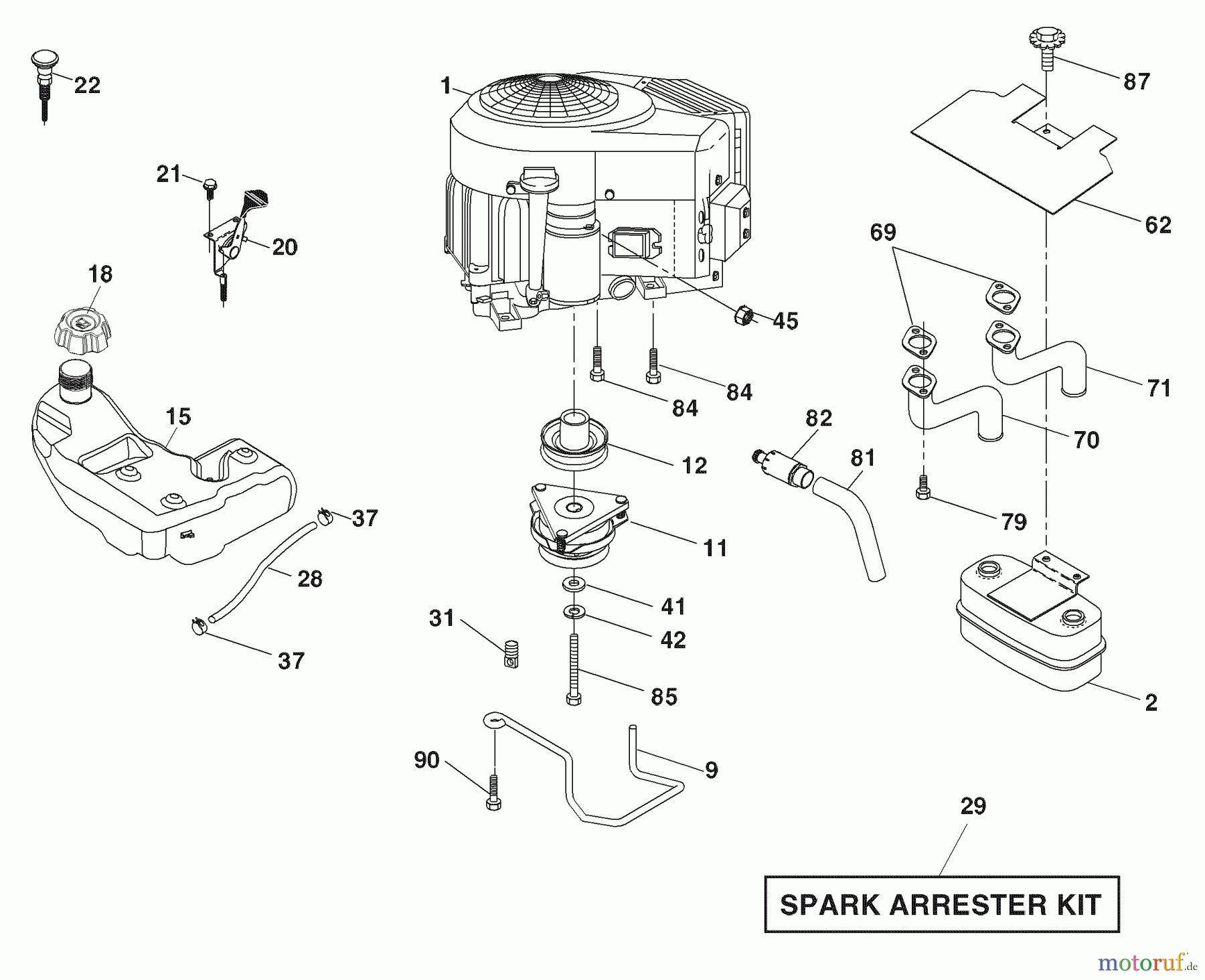 Husqvarna Rasen und Garten Traktoren 2346XLS (96043004500) - Husqvarna Lawn Tractor (2008-01 & After) Engine