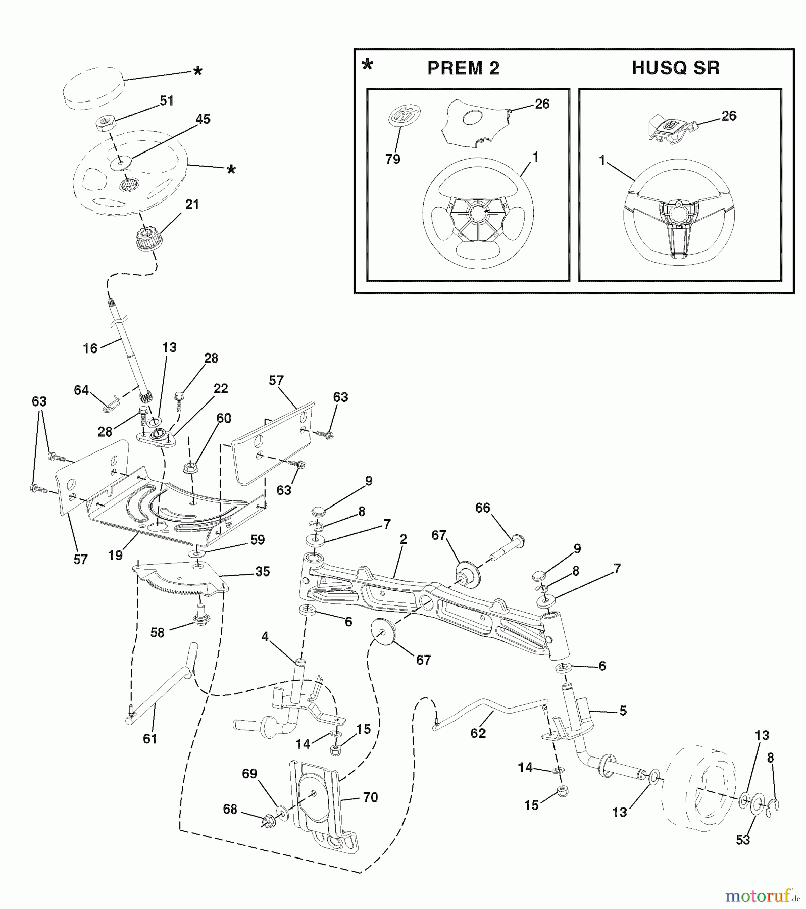 Husqvarna Rasen und Garten Traktoren 2346XLS (96043004500) - Husqvarna Lawn Tractor (2008-01 & After) Steering Assembly