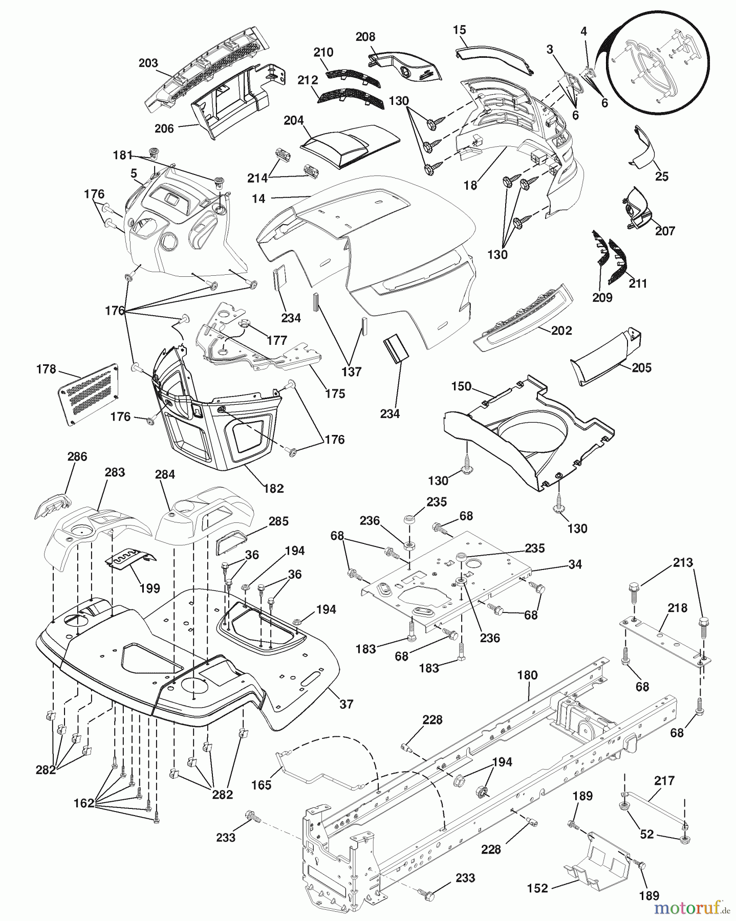 Husqvarna Rasen und Garten Traktoren 2348LS (96043004400) - Husqvarna Lawn Tractor (2008-01 & After) Chassis