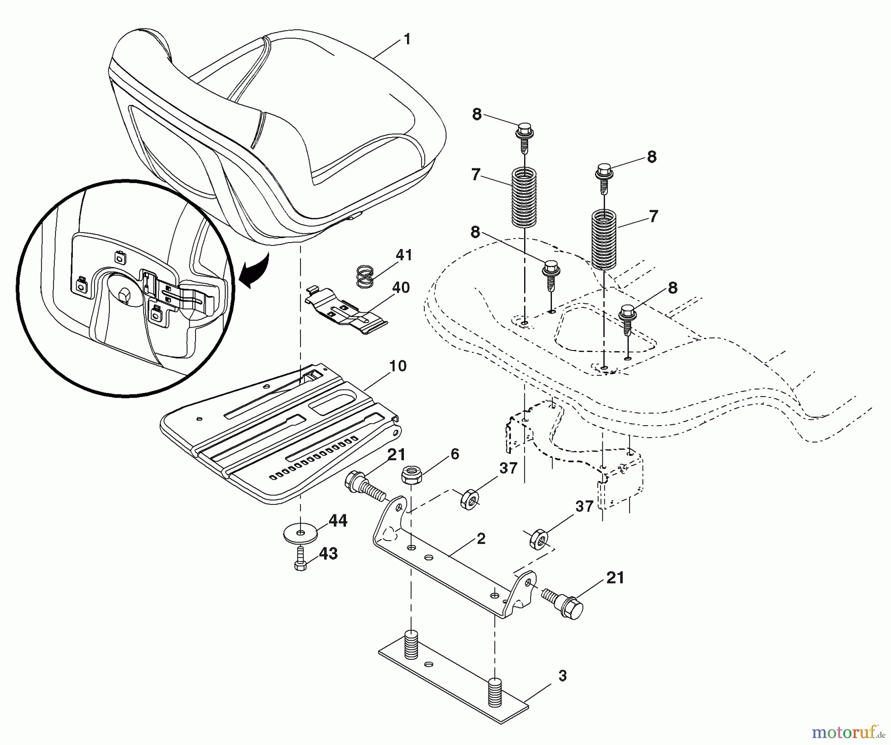 Husqvarna Rasen und Garten Traktoren 2348LS (96043004400) - Husqvarna Lawn Tractor (2008-01 & After) Seat Assembly