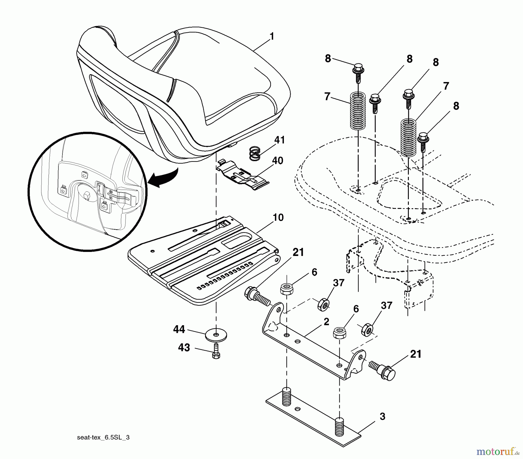 Husqvarna Rasen und Garten Traktoren 2348LS (96043004900) - Husqvarna Lawn Tractor (2008-03 & After) (California) Seat Assembly