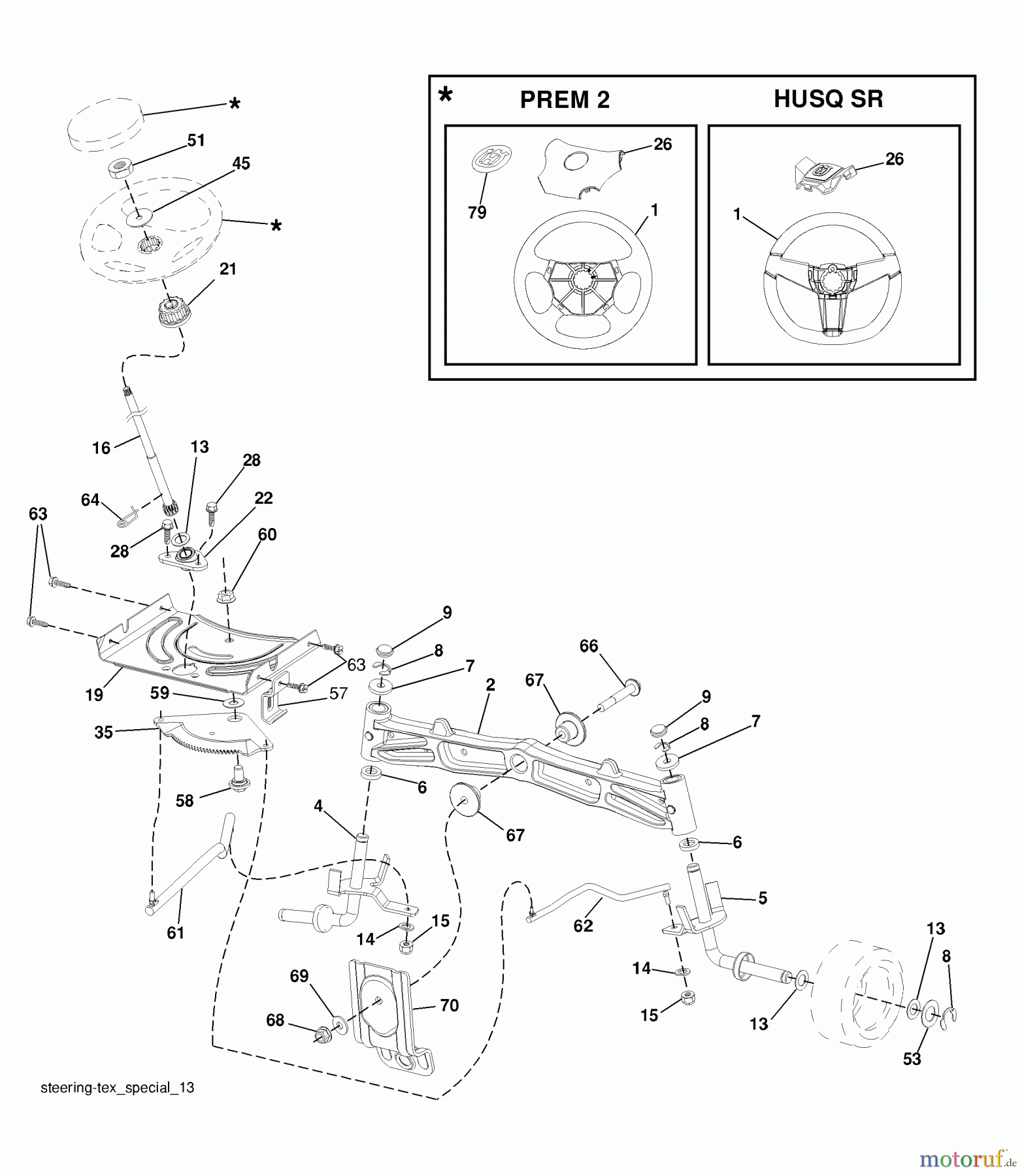 Husqvarna Rasen und Garten Traktoren 2348LS (96043004900) - Husqvarna Lawn Tractor (2008-03 & After) (California) Steering Assembly