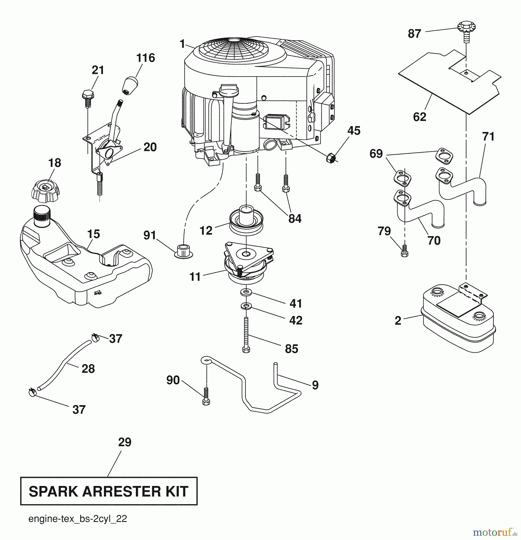 Husqvarna Rasen und Garten Traktoren 2348LS (96043006400) - Husqvarna Lawn Tractor (2008-11 & After) Engine / Fuel Tank