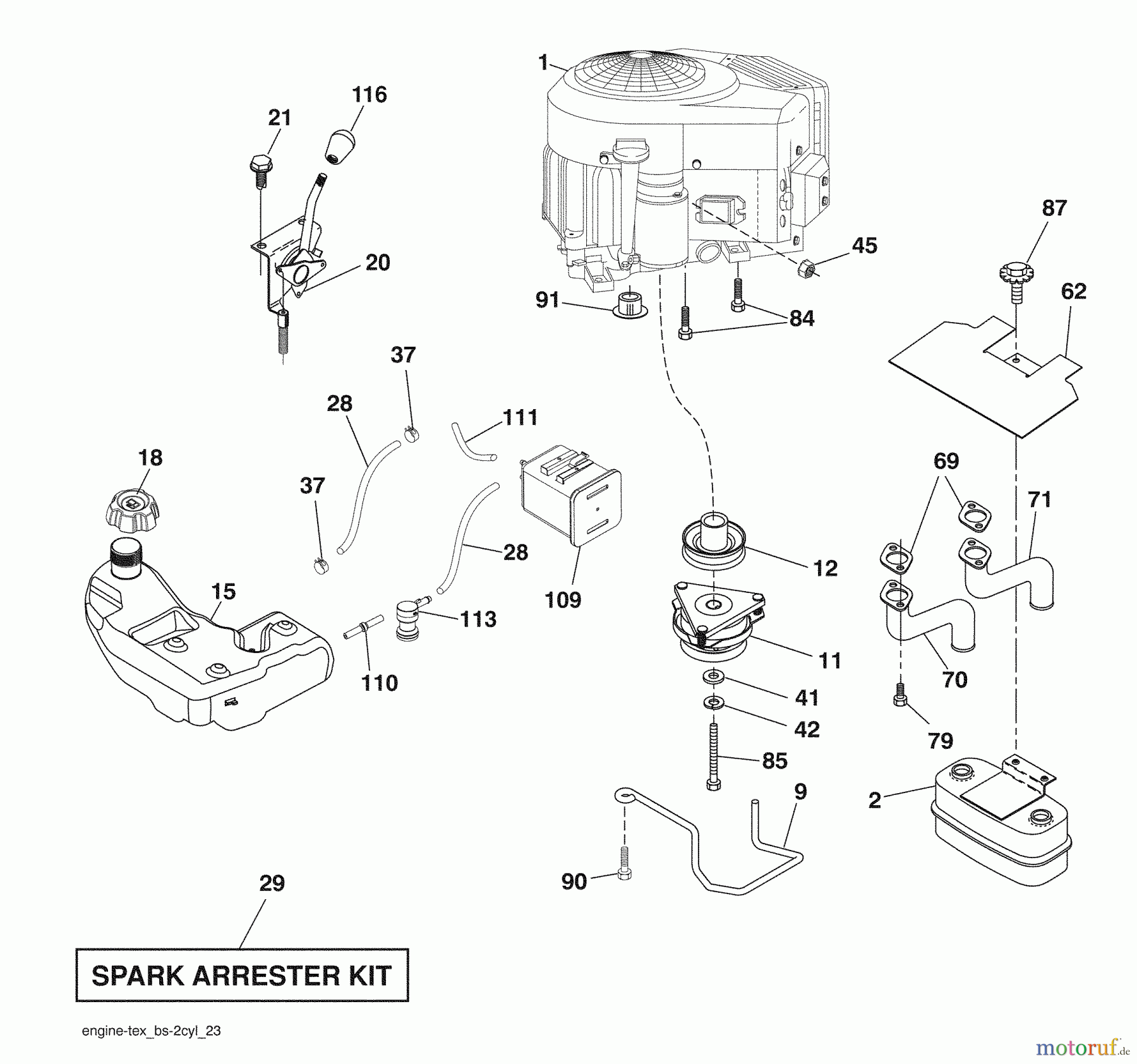 Husqvarna Rasen und Garten Traktoren 2348LS (96043007700) - Husqvarna Lawn Tractor (2008-11 & After) (California) Engine / Fuel Tank
