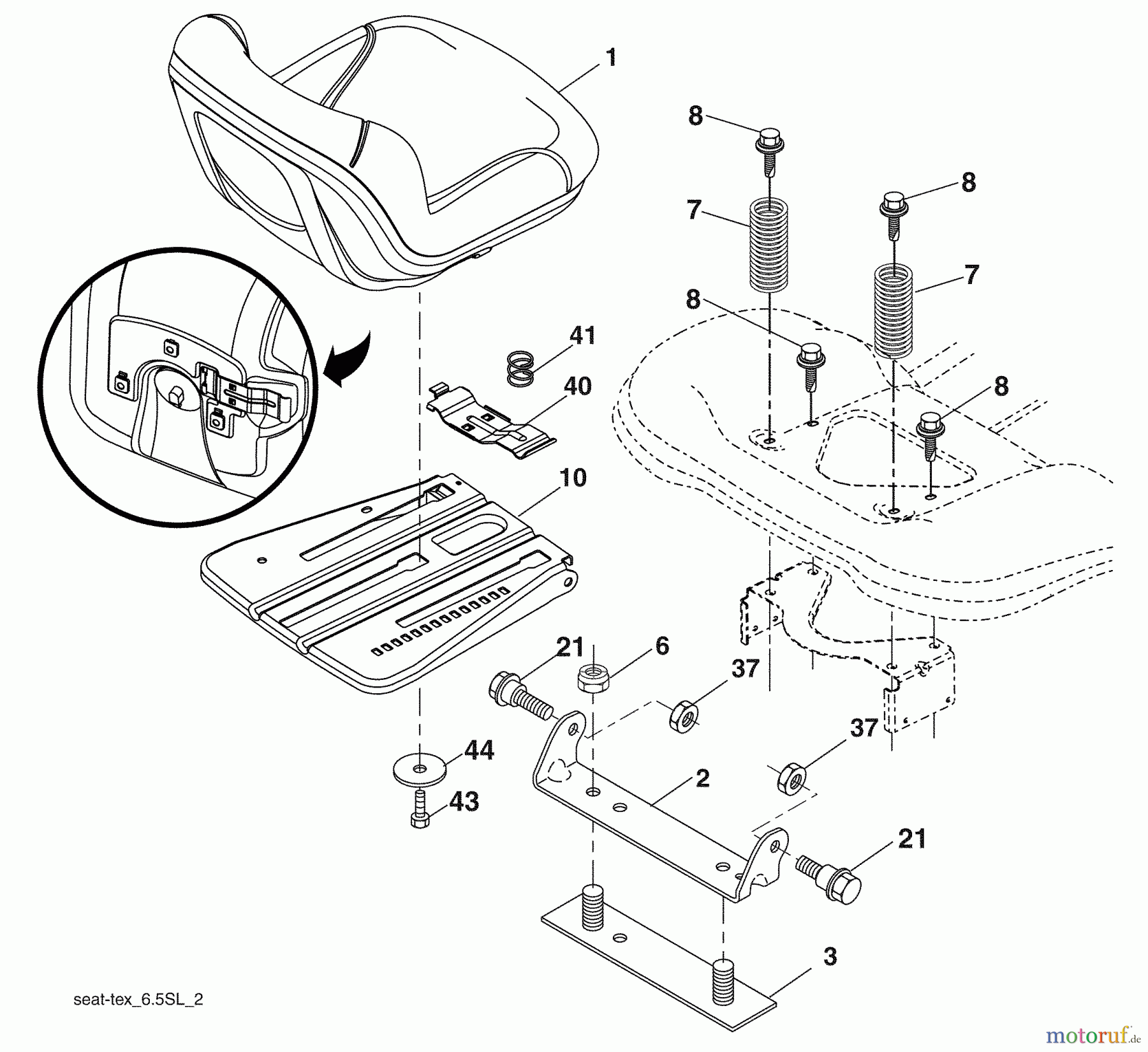 Husqvarna Rasen und Garten Traktoren 2348LS (96043007700) - Husqvarna Lawn Tractor (2008-11 & After) (California) Seat Assembly