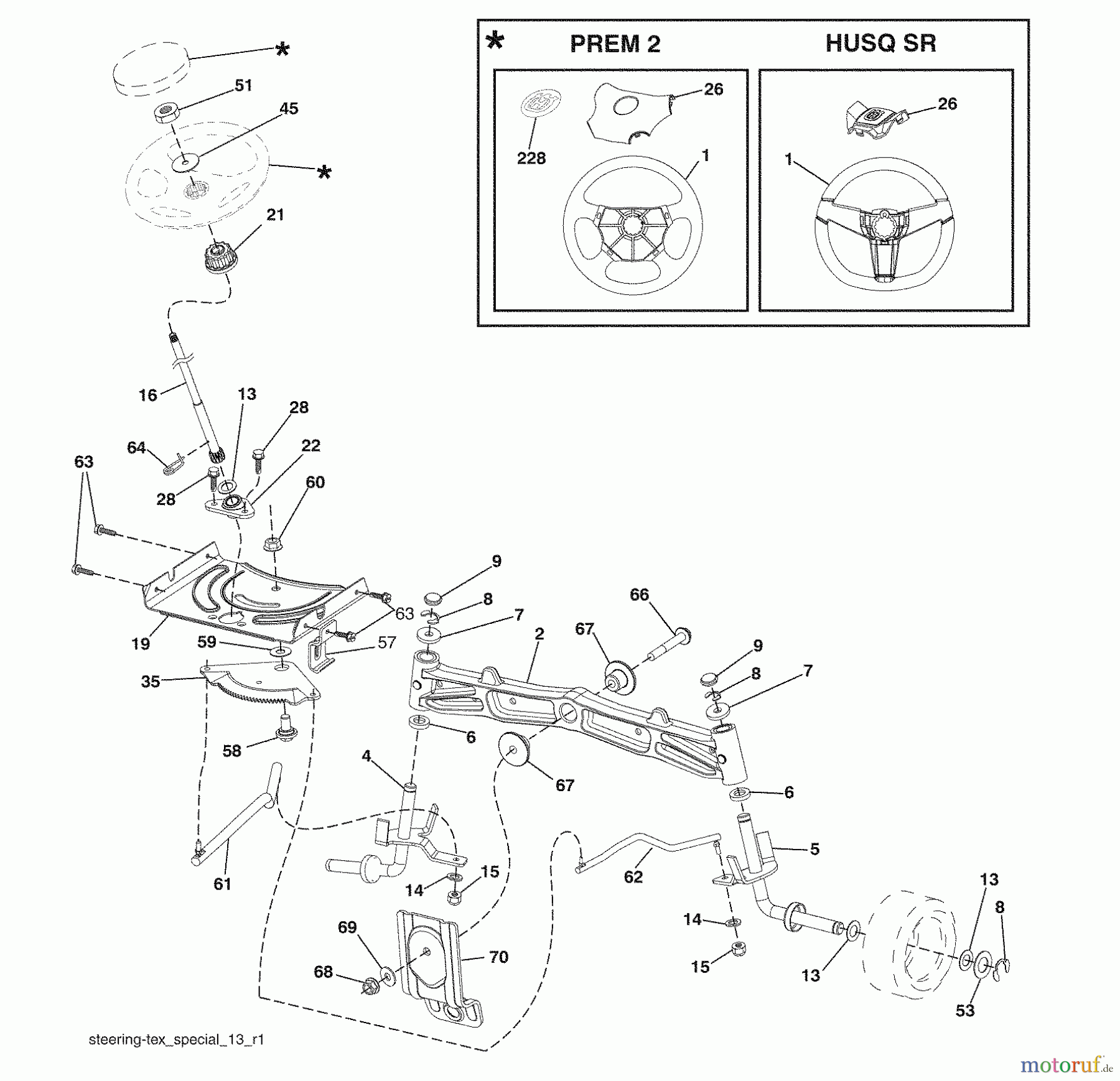 Husqvarna Rasen und Garten Traktoren 2348LS (96043007700) - Husqvarna Lawn Tractor (2008-11 & After) (California) Steering Assembly