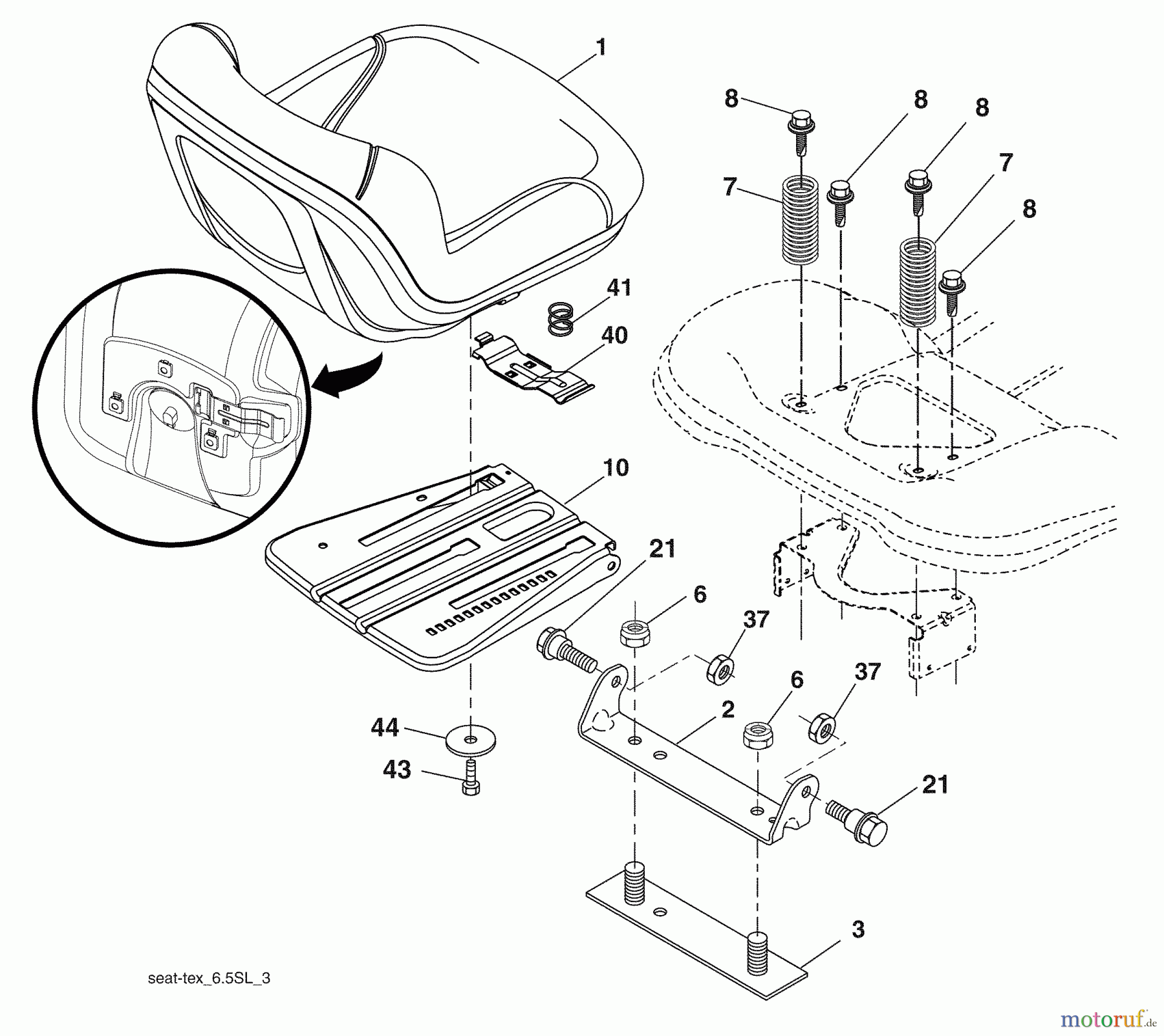 Husqvarna Rasen und Garten Traktoren 2354GXLS (96043006800) - Husqvarna Lawn Tractor (2009-01 & After) Seat