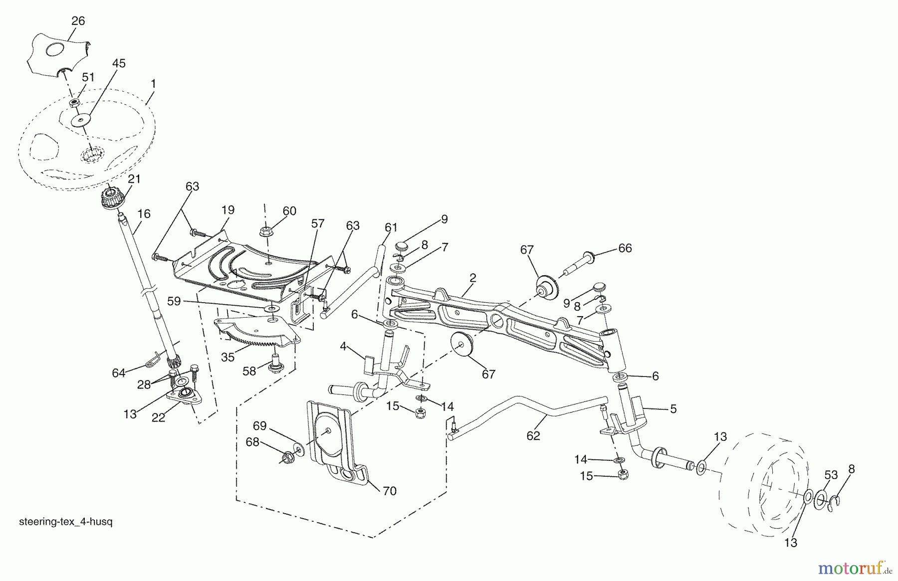 Husqvarna Rasen und Garten Traktoren 2354GXLS (96043006800) - Husqvarna Lawn Tractor (2009-01 & After) Steering Assembly