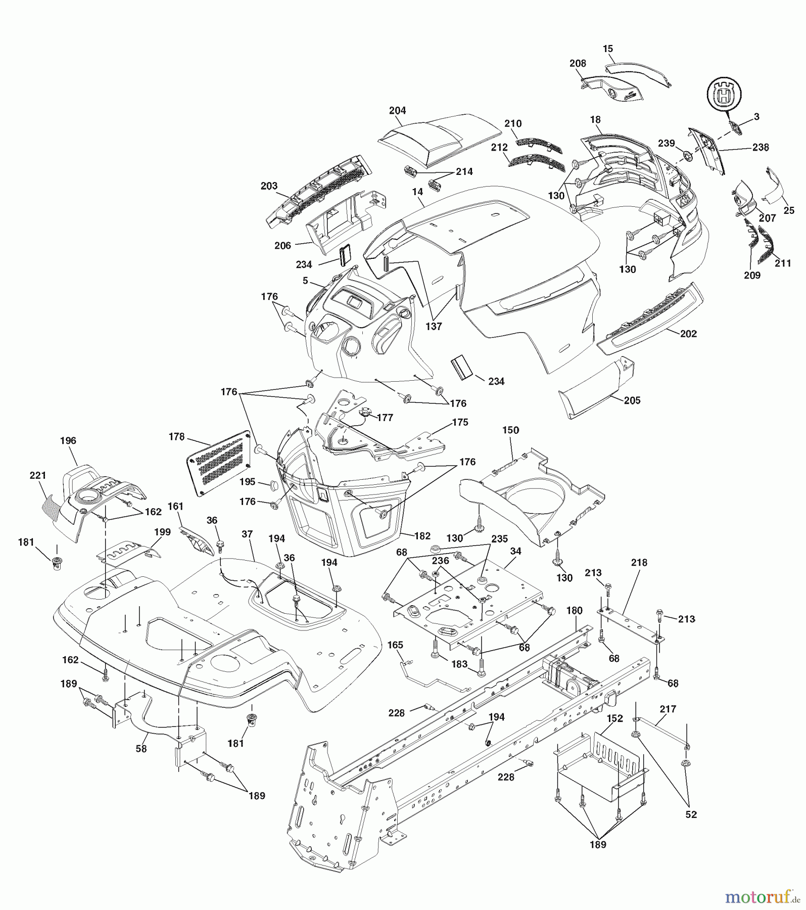 Husqvarna Rasen und Garten Traktoren 2748GLS (96043004600) - Husqvarna Lawn Tractor (2008-01 & After) Chassis