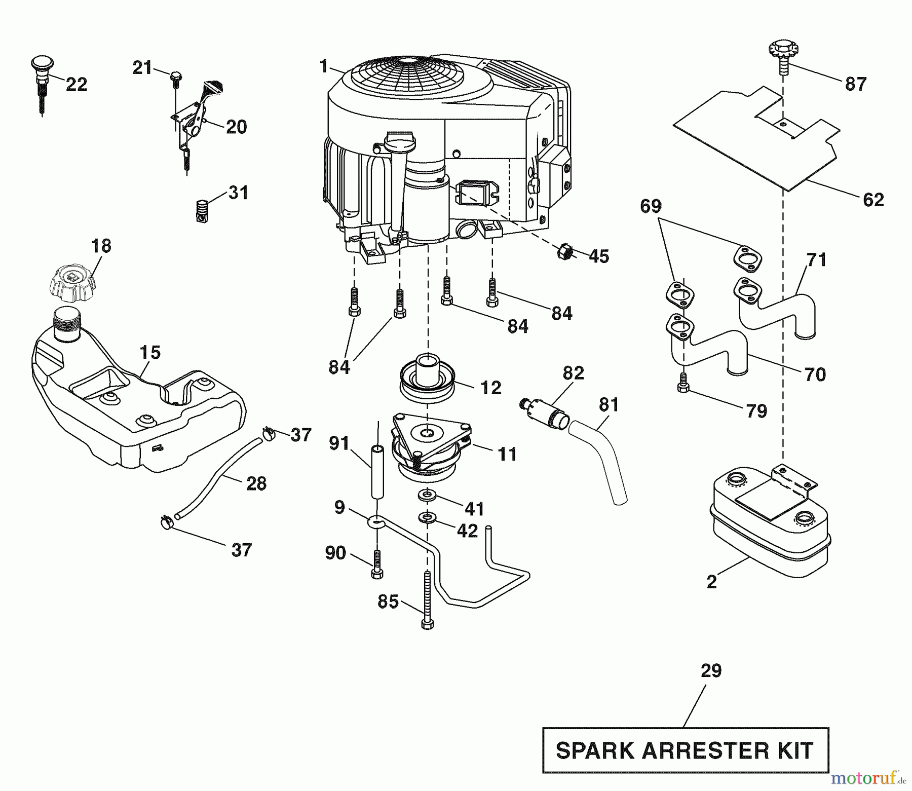 Husqvarna Rasen und Garten Traktoren 2748GLS (96043004600) - Husqvarna Lawn Tractor (2008-01 & After) Engine