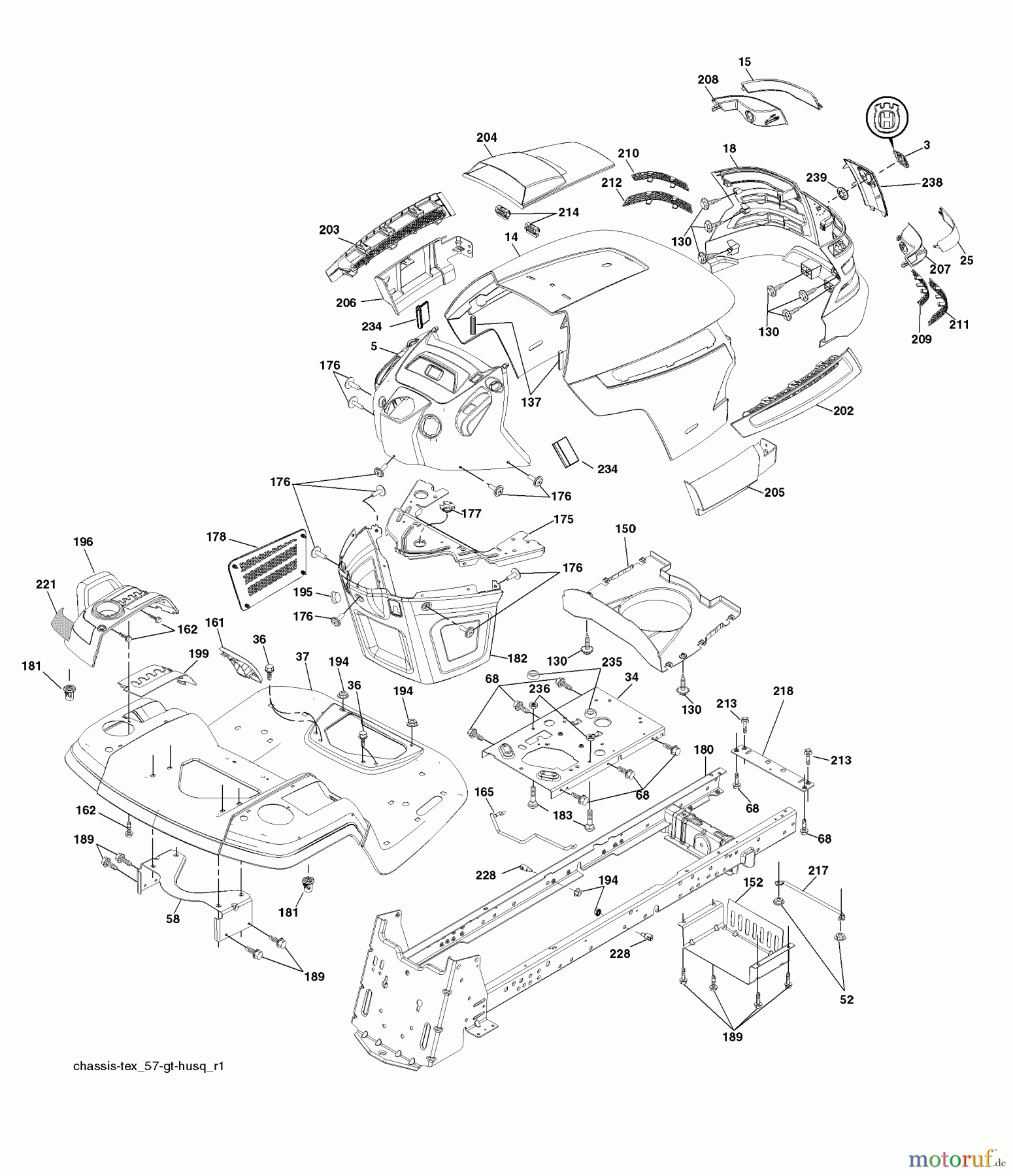 Husqvarna Rasen und Garten Traktoren 2748GLS (96043005000) - Husqvarna Lawn Tractor (2008-03 & After) (California) Chassis