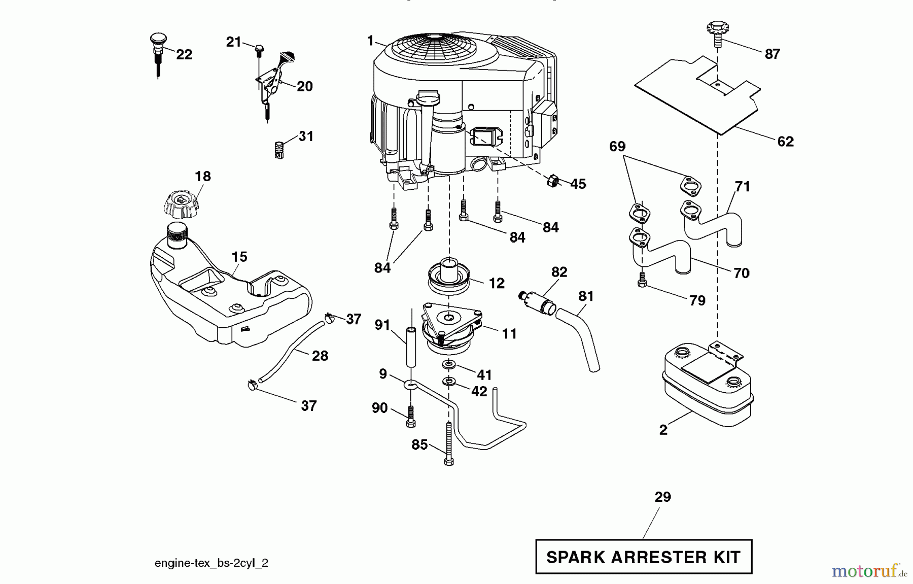 Husqvarna Rasen und Garten Traktoren 2748GLS (96043005000) - Husqvarna Lawn Tractor (2008-03 & After) (California) Engine
