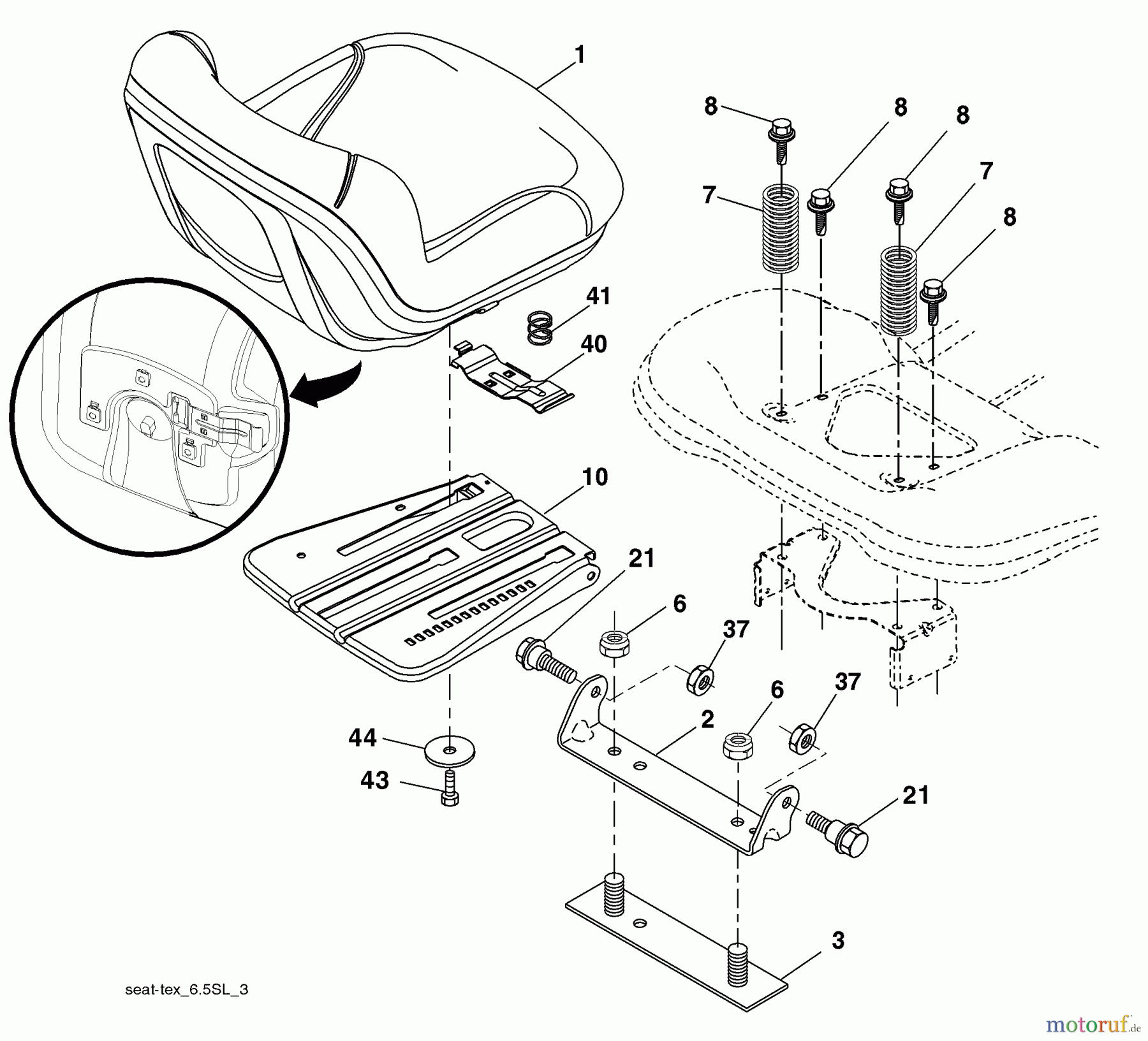 Husqvarna Rasen und Garten Traktoren 2748GLS (96043005000) - Husqvarna Lawn Tractor (2008-03 & After) (California) Seat Assembly
