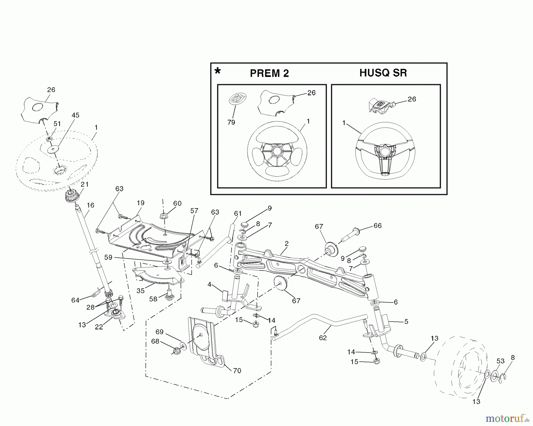 Husqvarna Rasen und Garten Traktoren 2754GLS (96043004700) - Husqvarna Lawn Tractor (2008-01 & After) Steering Assembly