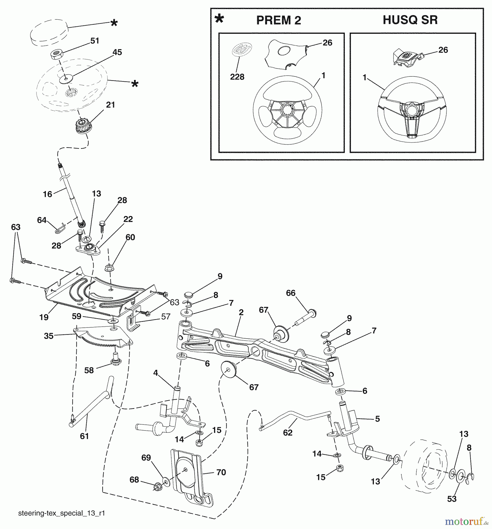 Husqvarna Rasen und Garten Traktoren 2754GLS (96043006600) - Husqvarna Lawn Tractor (2009-04 & After) Steering Assembly