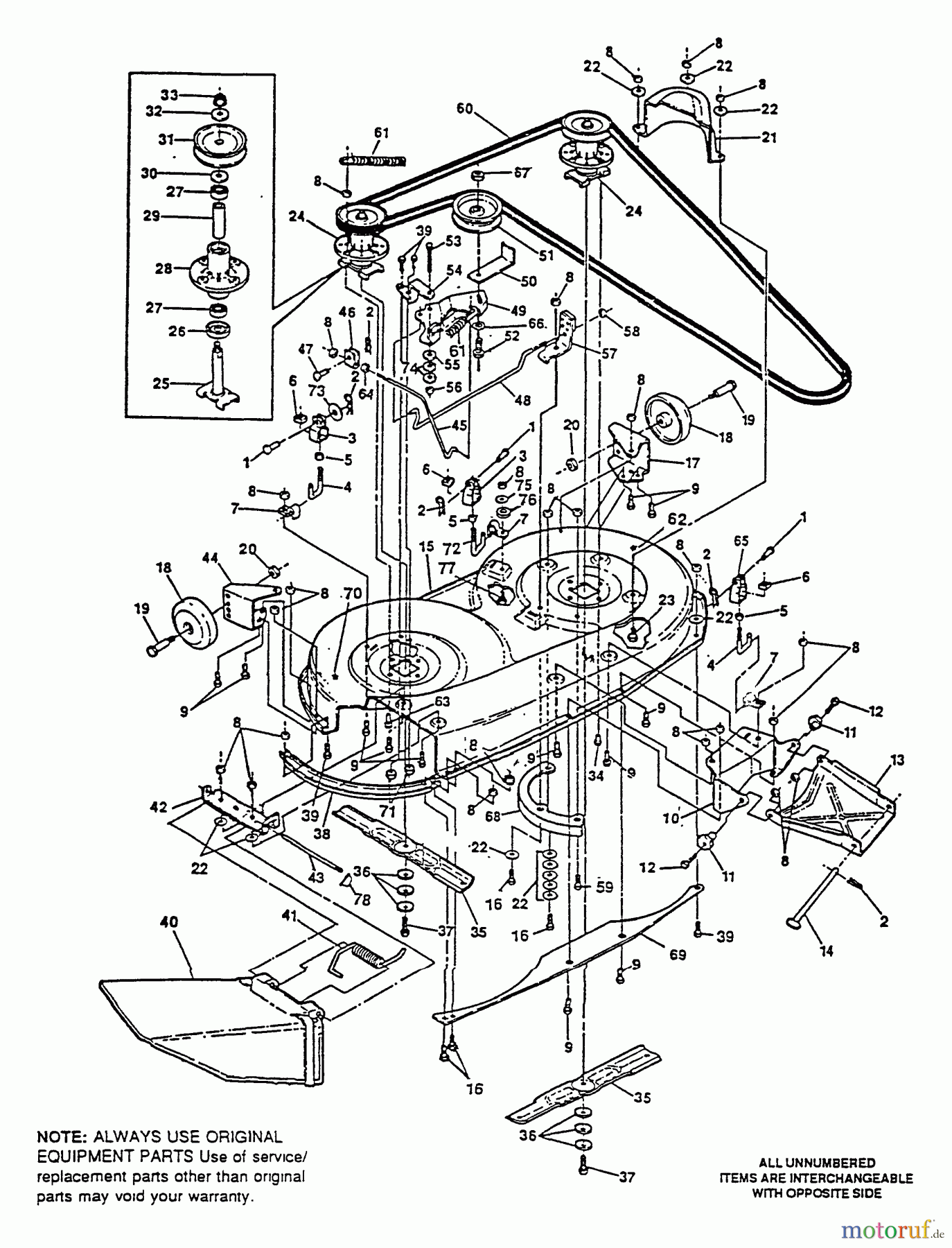 Husqvarna Rasen und Garten Traktoren 4125G - Husqvarna Lawn Tractor (1991-01 to 1991-12) Mower Deck