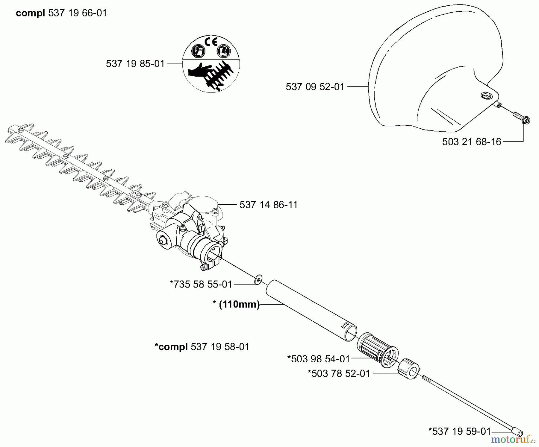  Husqvarna Zubehör HA 110 - Husqvarna Hedge Trimmer Attachment (2004-01 to 2005-08) Hedge Attachment