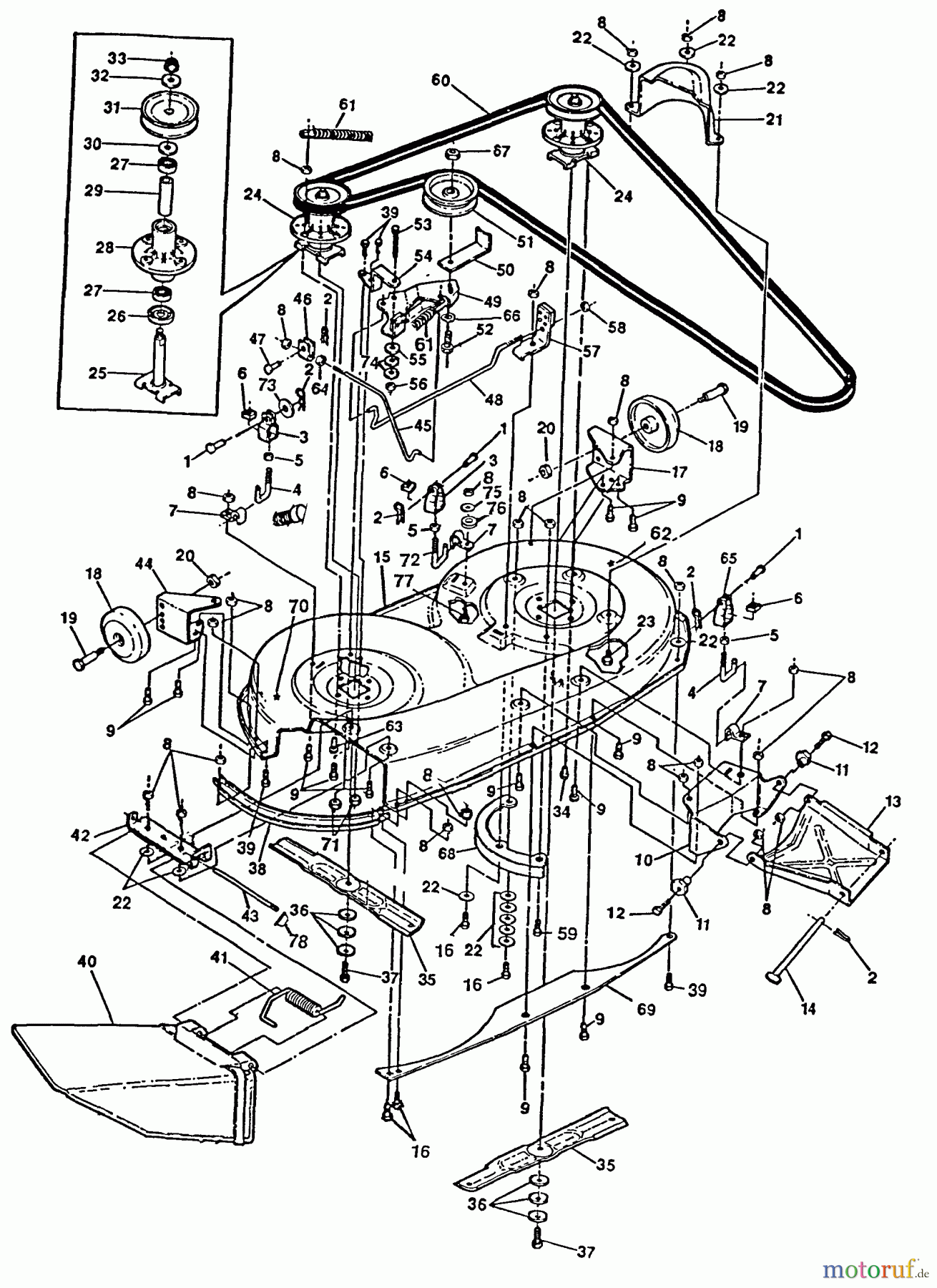 Husqvarna Rasen und Garten Traktoren 4125H - Husqvarna Lawn Tractor (1991-01 to 1991-12) Mower Deck
