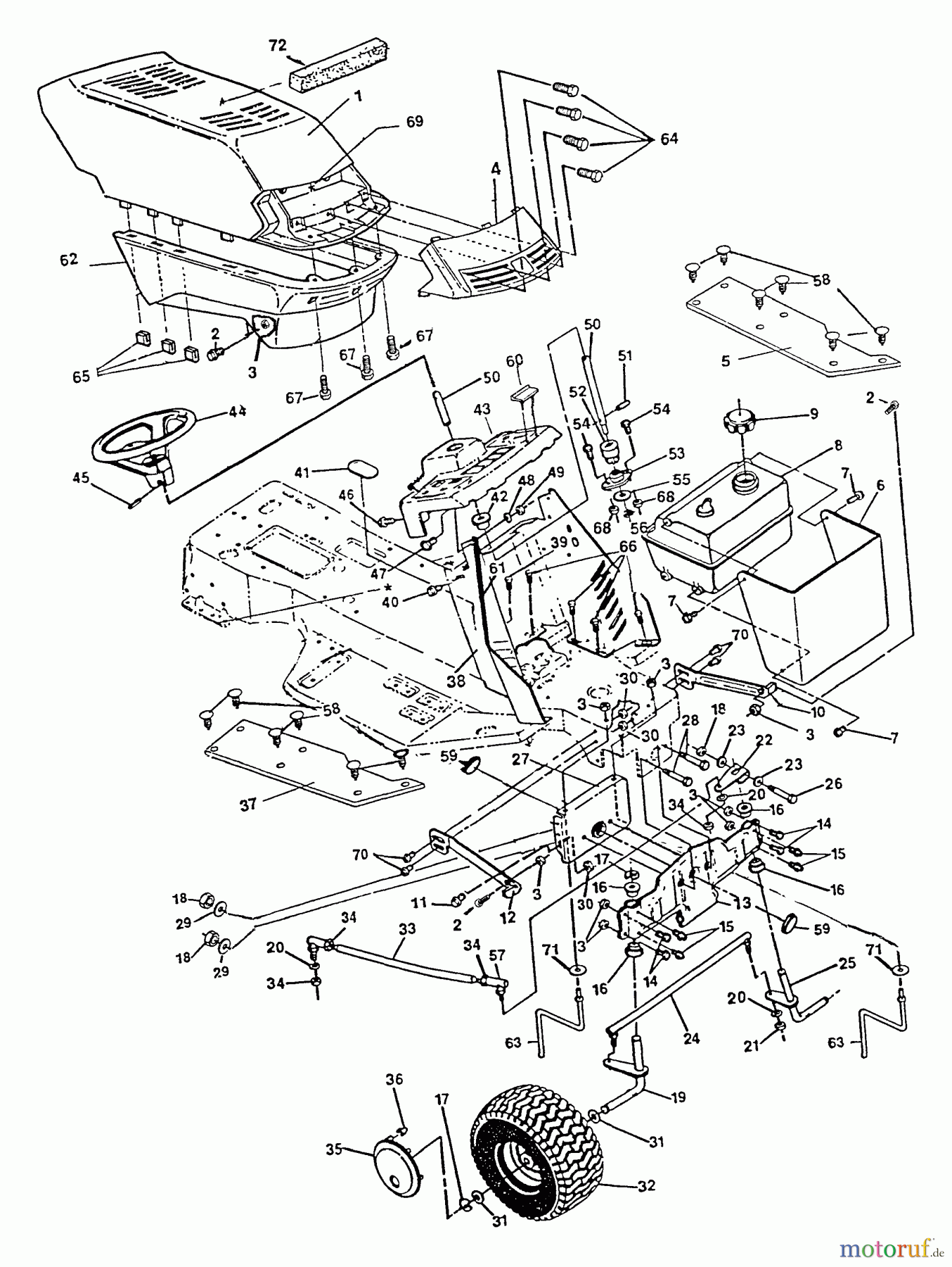 Husqvarna Rasen und Garten Traktoren 4125H - Husqvarna Lawn Tractor (1992-01 & After) Front End / Hood