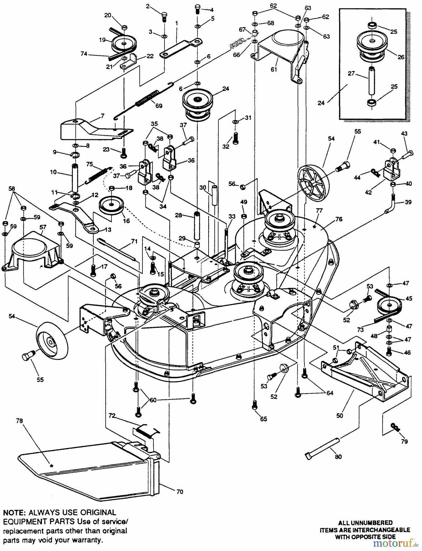 Husqvarna Rasen und Garten Traktoren 4140H - Husqvarna Lawn Tractor (1991-01 to 1991-12) Mower Deck (A)