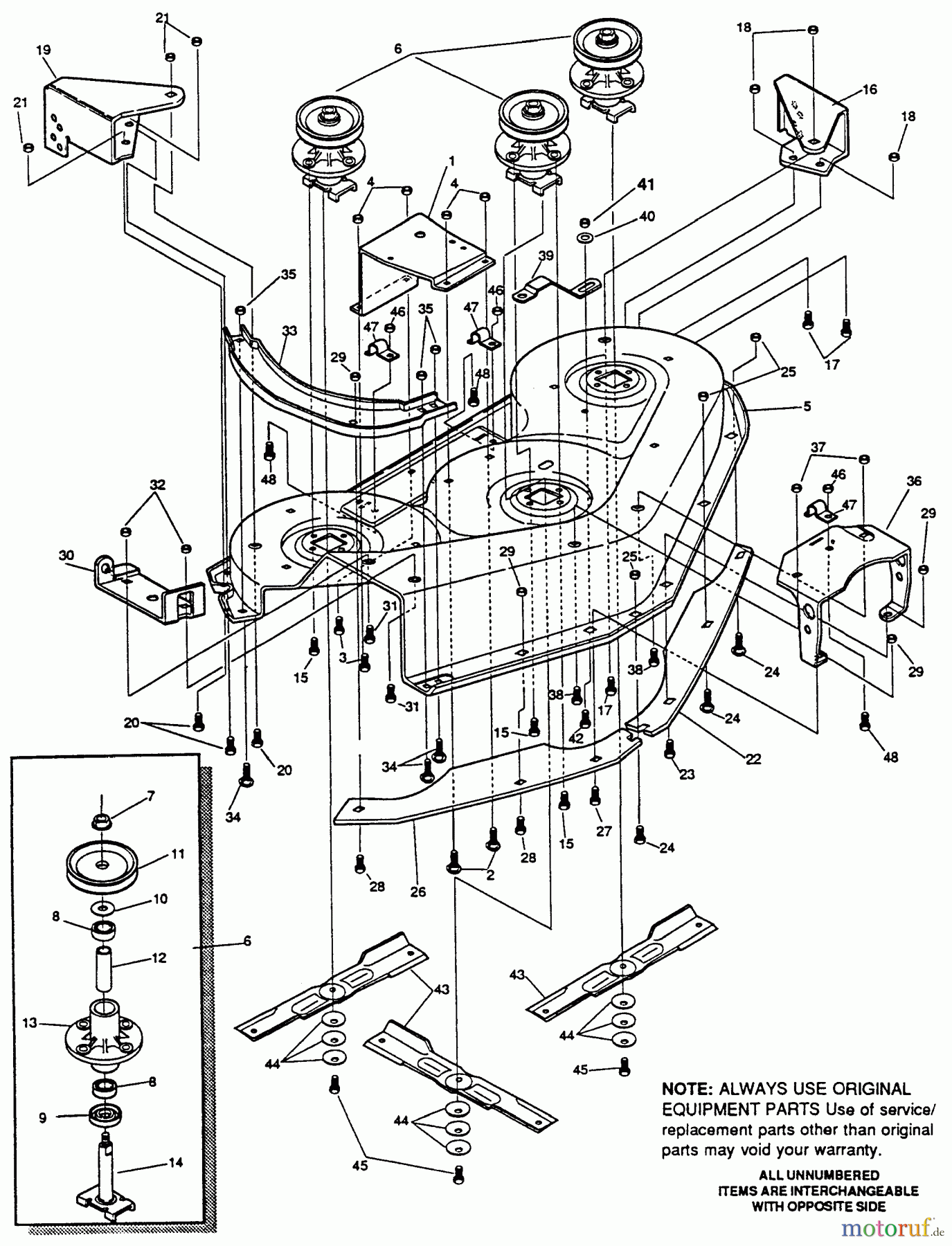 Husqvarna Rasen und Garten Traktoren 4140H - Husqvarna Lawn Tractor (1991-01 to 1991-12) Mower Deck (B)