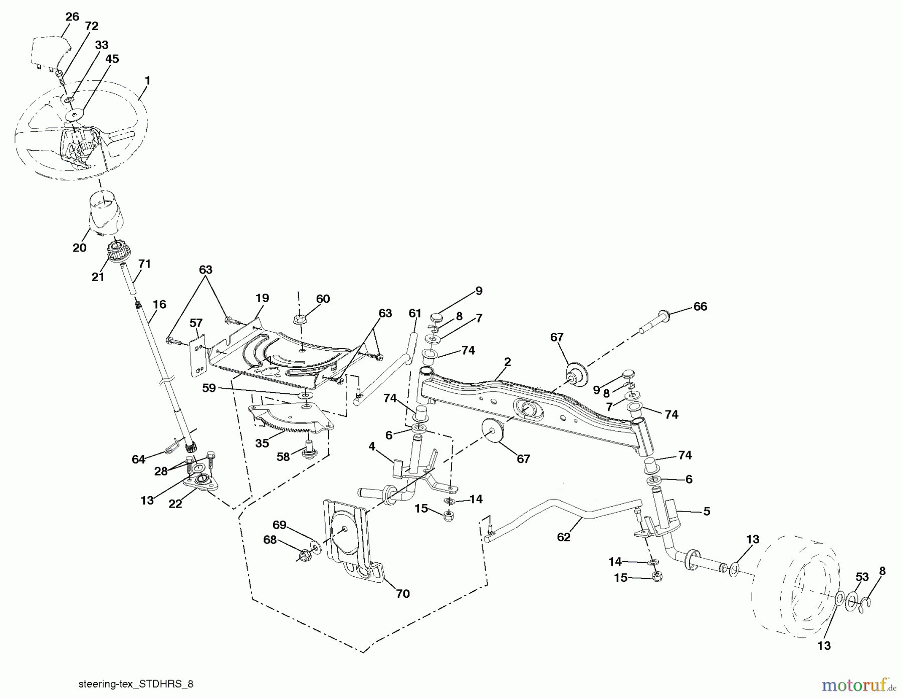 Husqvarna Rasen und Garten Traktoren CT 126 (96041007701) - Husqvarna Lawn Tractor (2010-01 & After) Steering Assembly