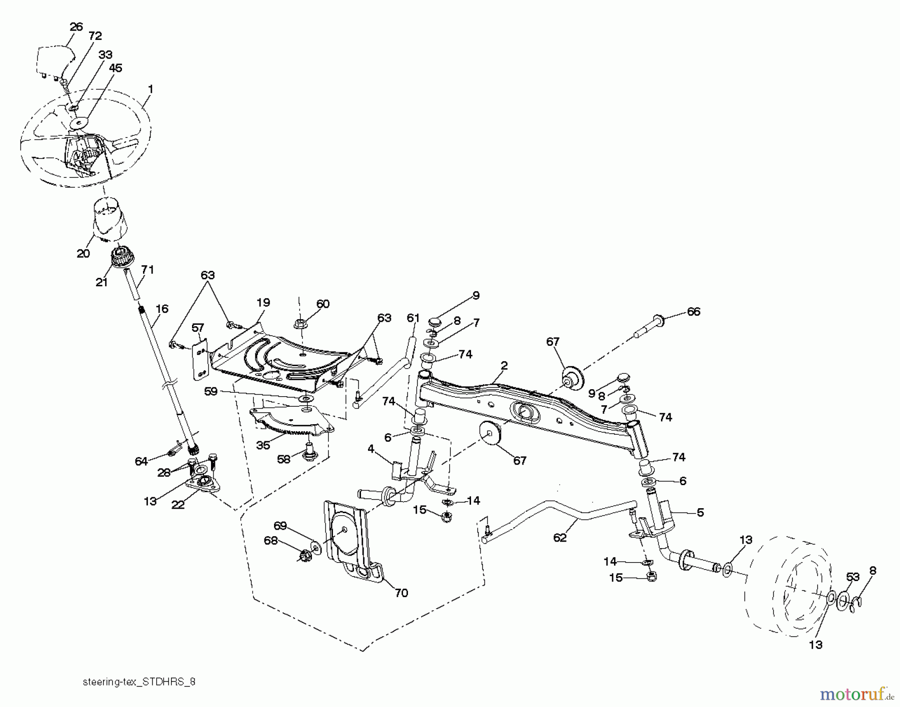 Husqvarna Rasen und Garten Traktoren CT 126 (96051000702) - Husqvarna Lawn Tractor (2011-04 & After) STEERING