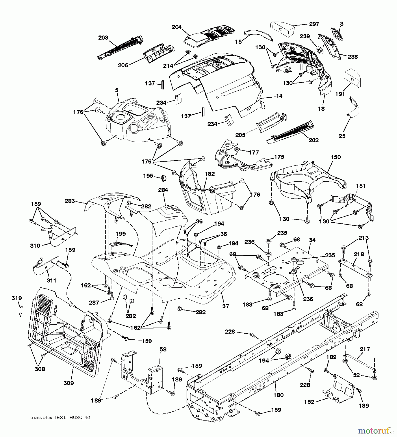Husqvarna Rasen und Garten Traktoren CT 126 (96051000703) - Husqvarna Lawn Tractor (2011-07 & After) CHASSIS ENCLOSURES