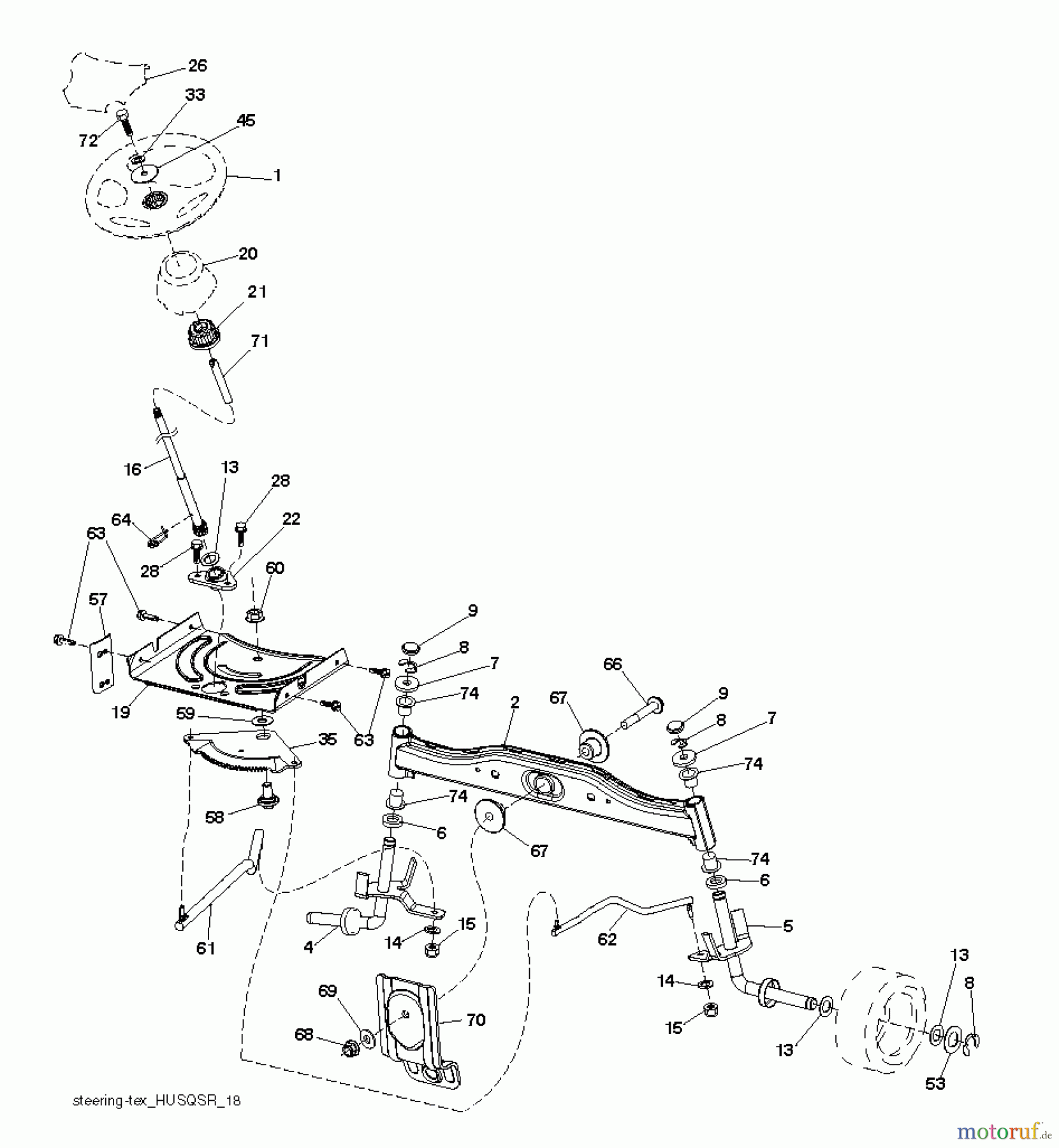 Husqvarna Rasen und Garten Traktoren CT 126 (96051000703) - Husqvarna Lawn Tractor (2011-07 & After) STEERING