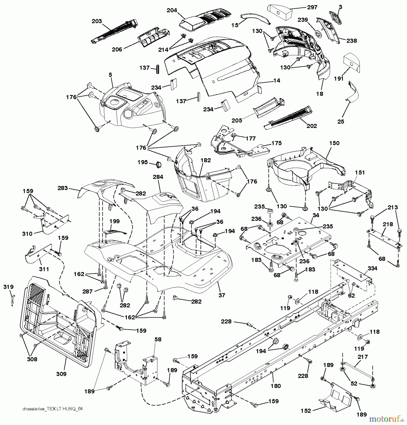 Husqvarna Rasen und Garten Traktoren SRD17530 (96053000200) - Husqvarna Lawn Tractor (2012-10 & After) CHASSIS ENCLOSURES