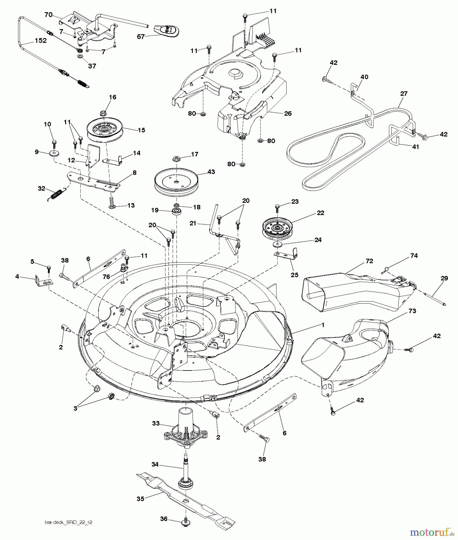 Husqvarna Rasen und Garten Traktoren CT 126 (96051000704) - Husqvarna Lawn Tractor (2012-08 & After) MOWER DECK / CUTTING DECK