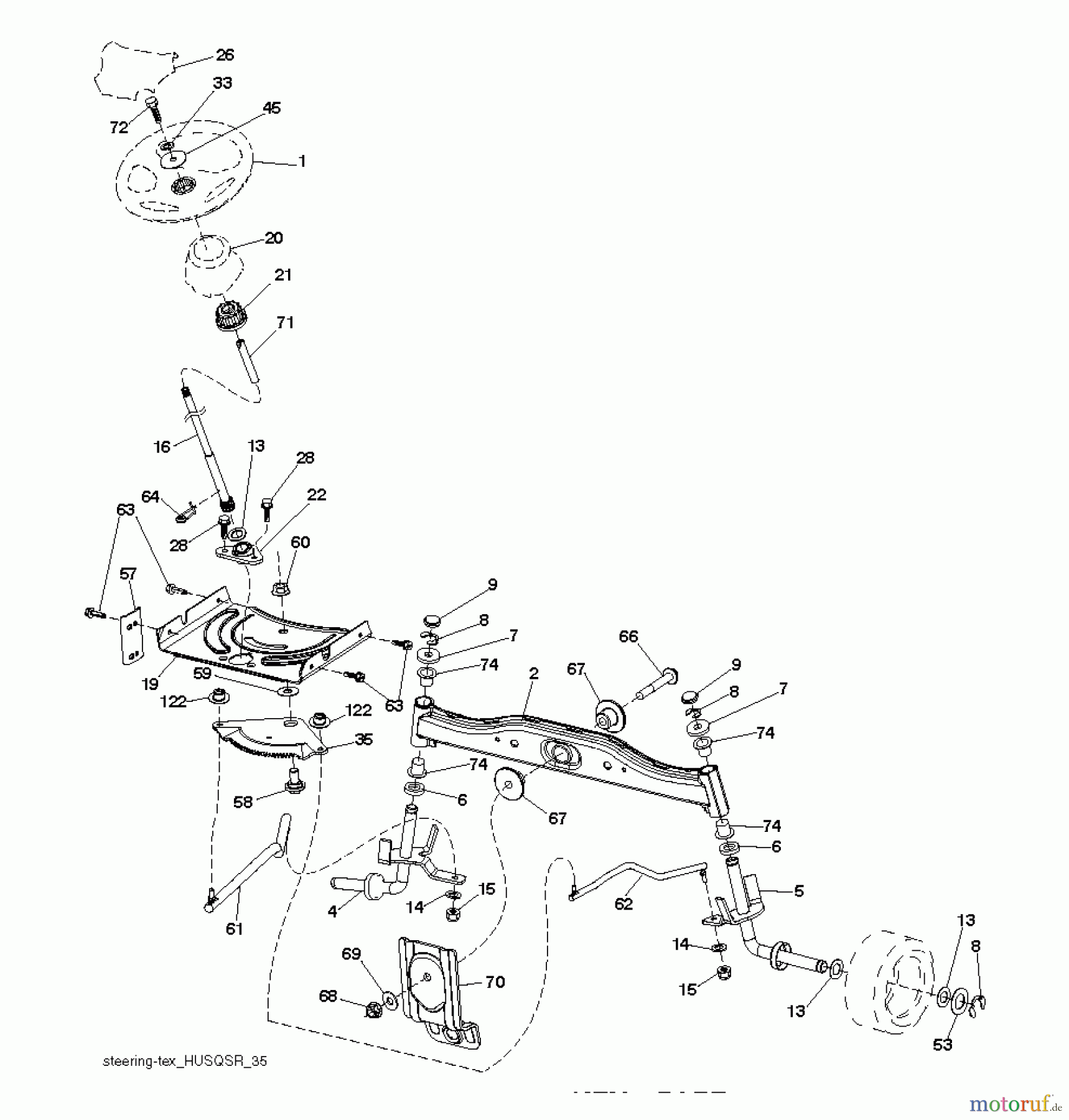 Husqvarna Rasen und Garten Traktoren SRD17530 (96053000200) - Husqvarna Lawn Tractor (2012-10 & After) STEERING