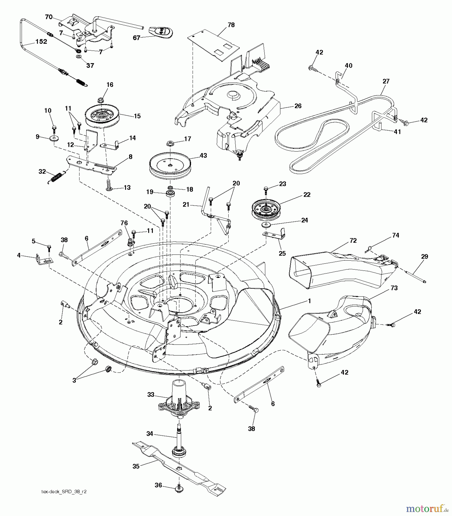 Husqvarna Rasen und Garten Traktoren CT 126 (96051001301) - Husqvarna Lawn Tractor (2011-07 & After) MOWER DECK / CUTTING DECK