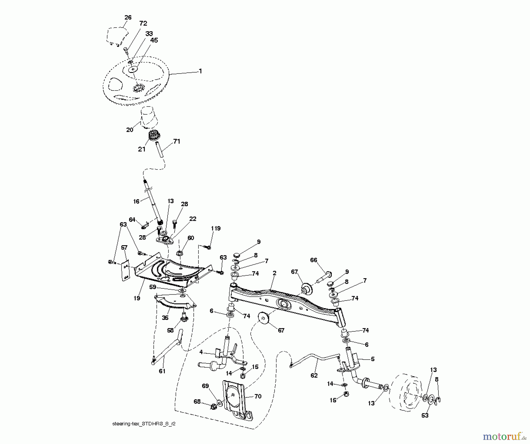 Husqvarna Rasen und Garten Traktoren CT 126 (96051001301) - Husqvarna Lawn Tractor (2011-07 & After) STEERING