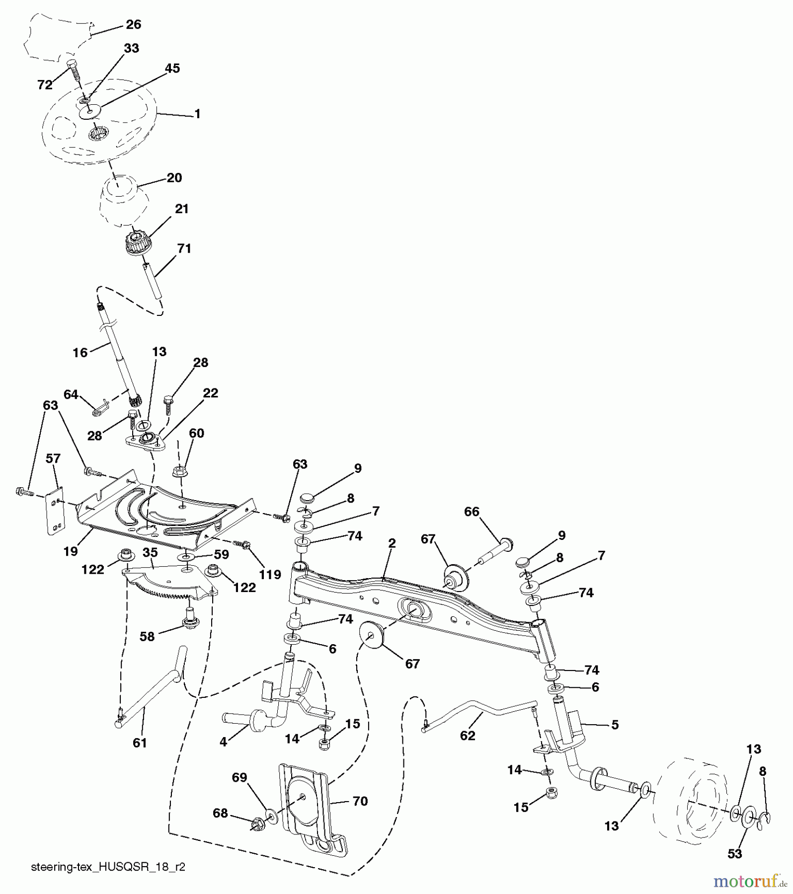 Husqvarna Rasen und Garten Traktoren CT 126 (96051001302) - Husqvarna Lawn Tractor (2012-08 & After) STEERING