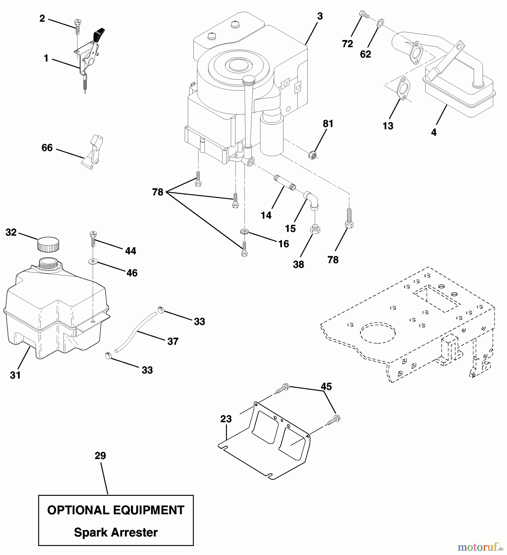 Husqvarna Rasen und Garten Traktoren CT 130 (954170017) (HECT130C) - Husqvarna Lawn Tractor (2000-02 to 2001-07) Engine
