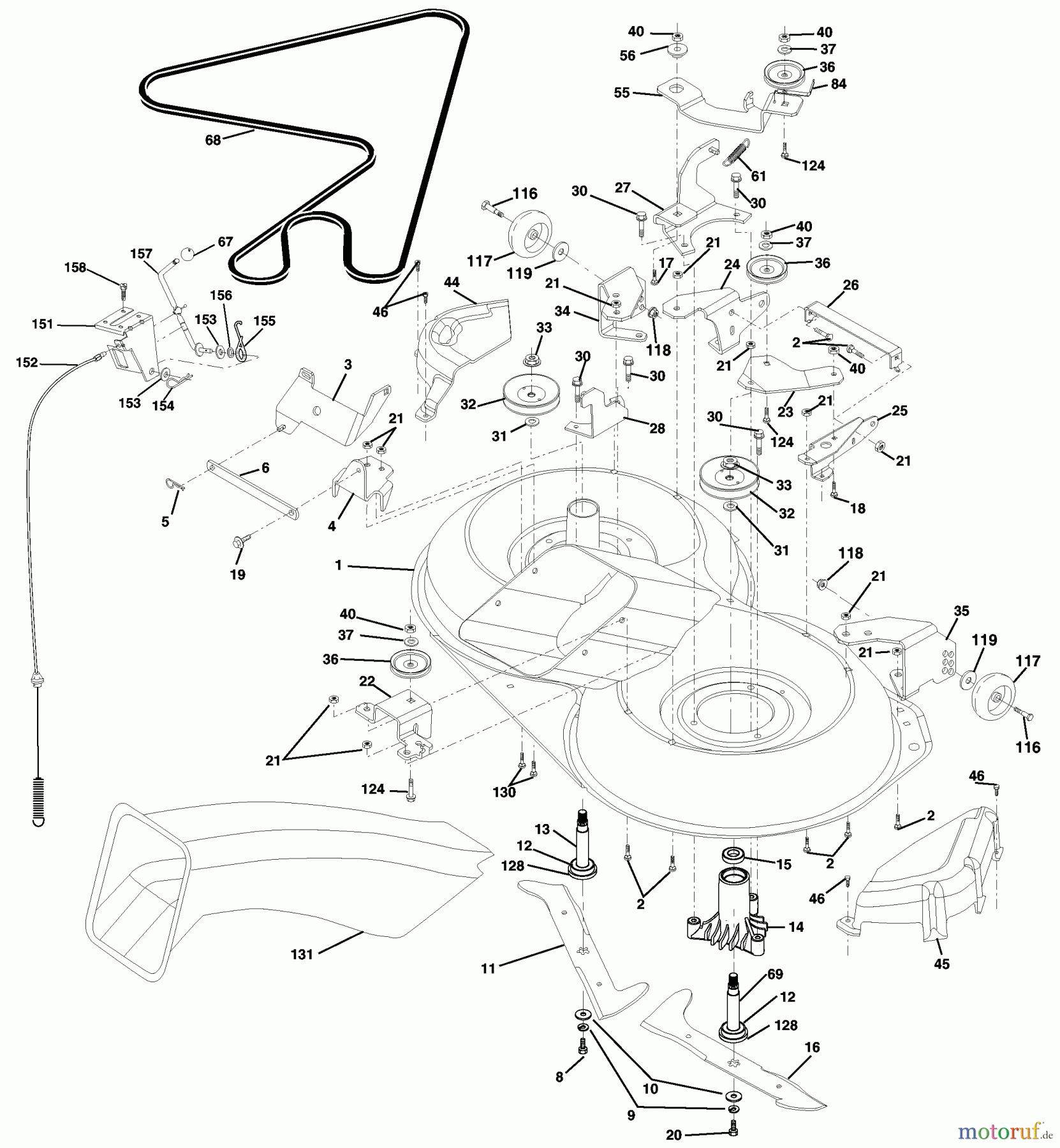 Husqvarna Rasen und Garten Traktoren CT 130 (954170017) (HECT130C) - Husqvarna Lawn Tractor (2000-02 to 2001-07) Mower