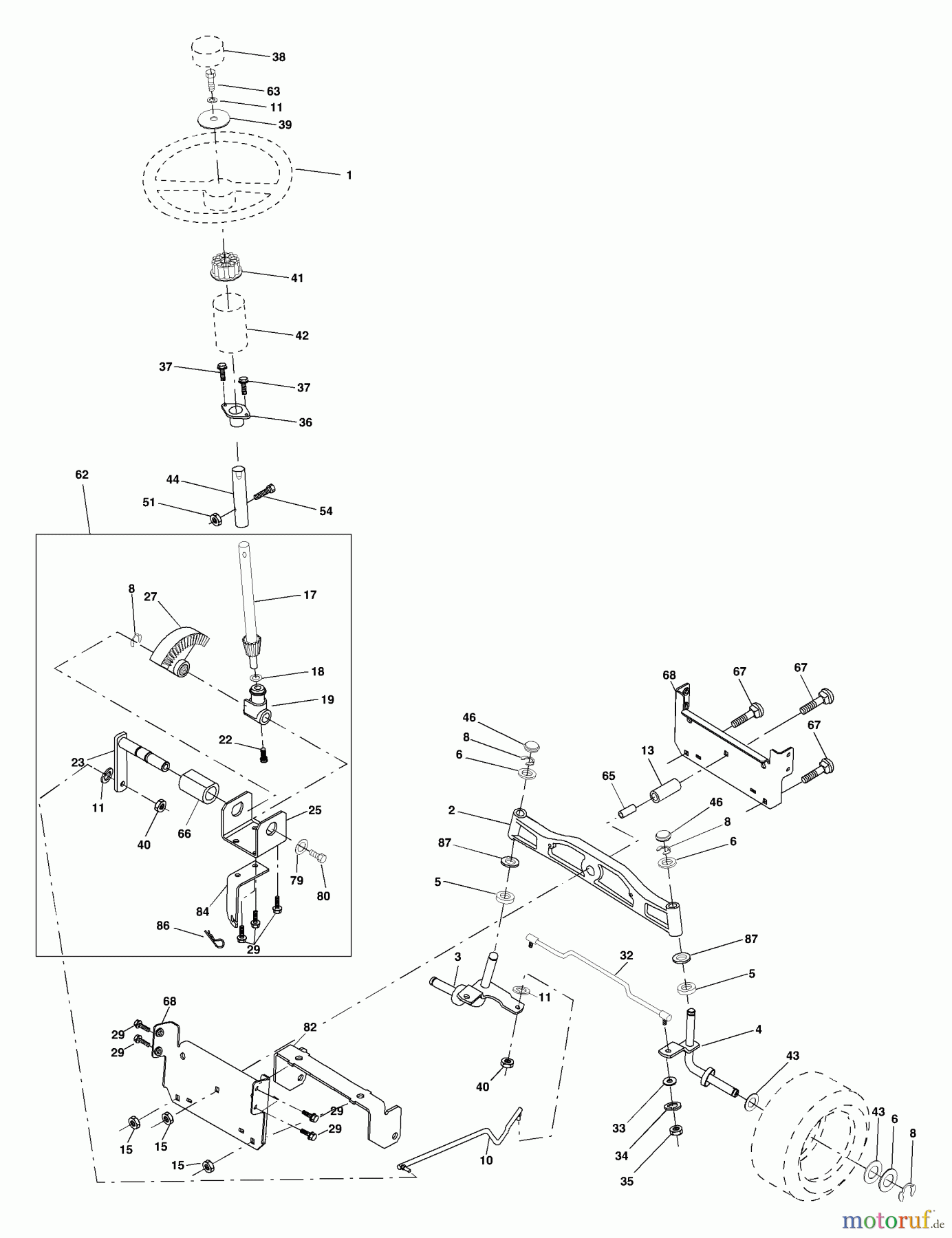 Husqvarna Rasen und Garten Traktoren CT 130 (954170017) (HECT130D) - Husqvarna Lawn Tractor (2001-08 & After) Steering Assembly