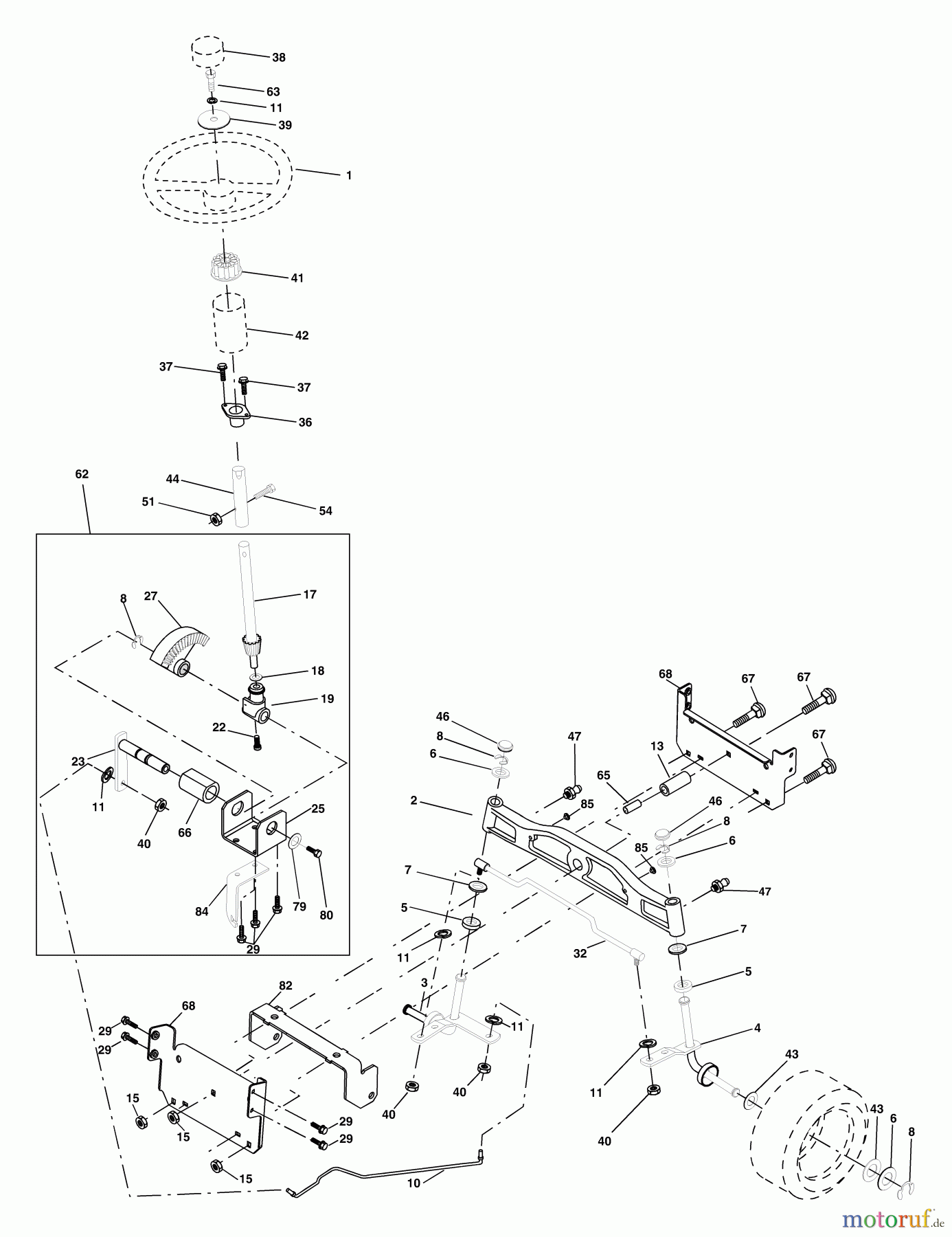 Husqvarna Rasen und Garten Traktoren CT 130 (954170019) (HECT150B) - Husqvarna Lawn Tractor (2000-01 & After) Steering Assembly