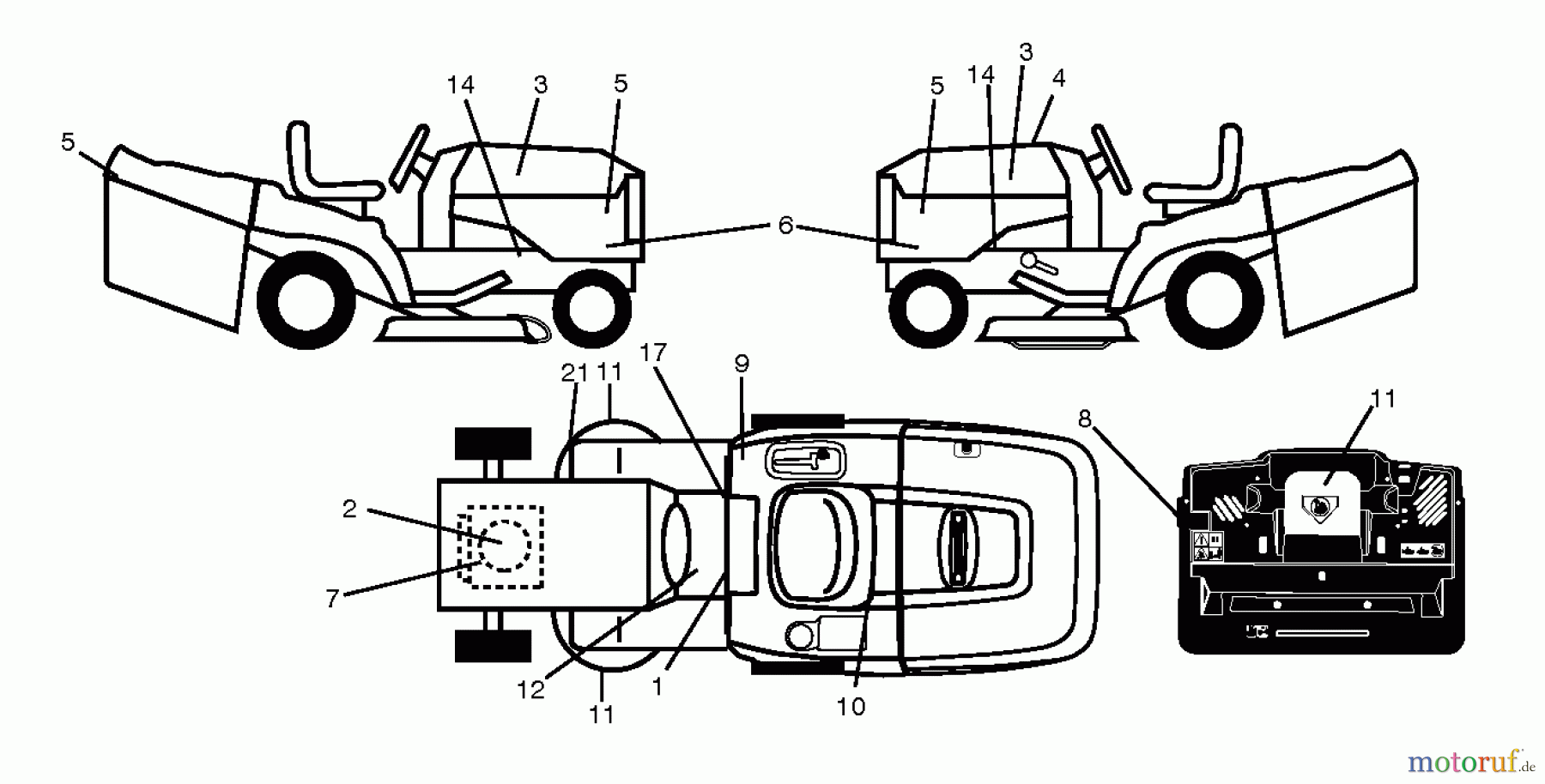 Husqvarna Rasen und Garten Traktoren CT 131 (96061022206) - Husqvarna Lawn Tractor (2011-09 & After) DECALS