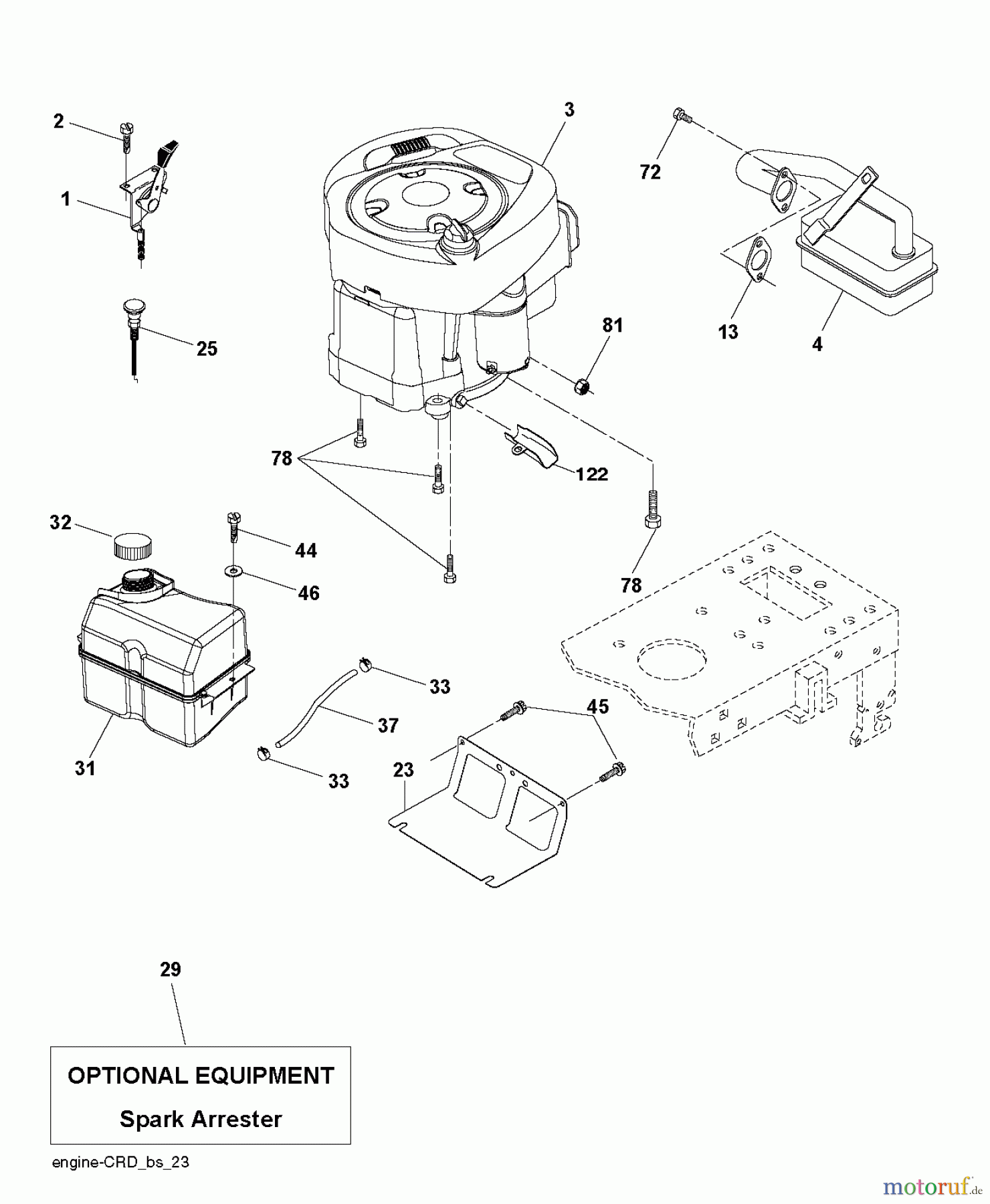 Husqvarna Rasen und Garten Traktoren CT 131 (96061022206) - Husqvarna Lawn Tractor (2011-09 & After) ENGINE