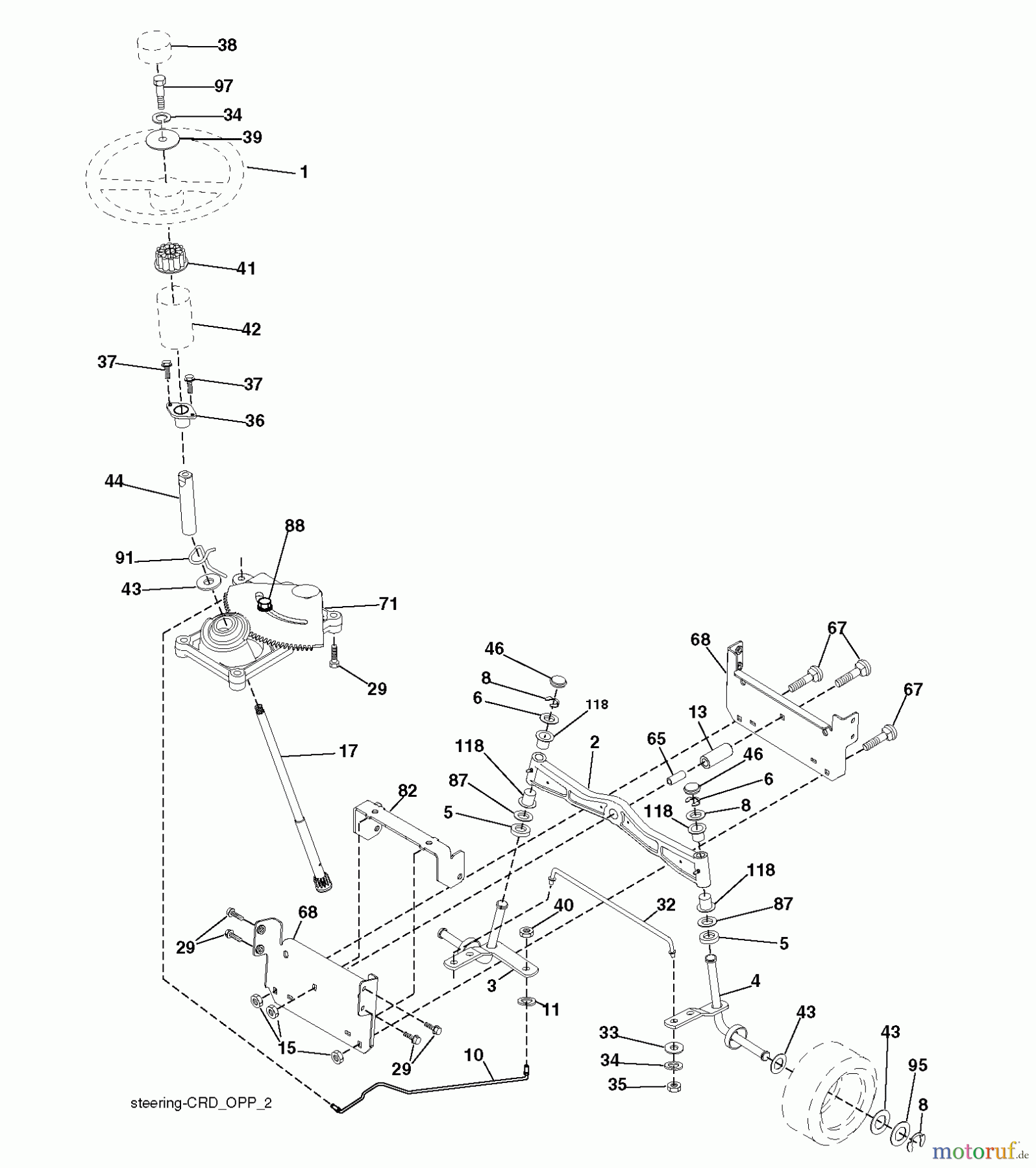 Husqvarna Rasen und Garten Traktoren CT 131 (96061022206) - Husqvarna Lawn Tractor (2011-09 & After) STEERING