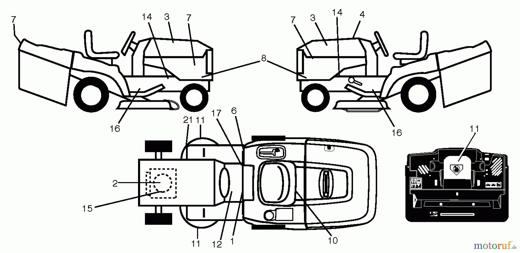 Husqvarna Rasen und Garten Traktoren CT 141 (96061033902) - Husqvarna Lawn Tractor (2013-09) DECALS