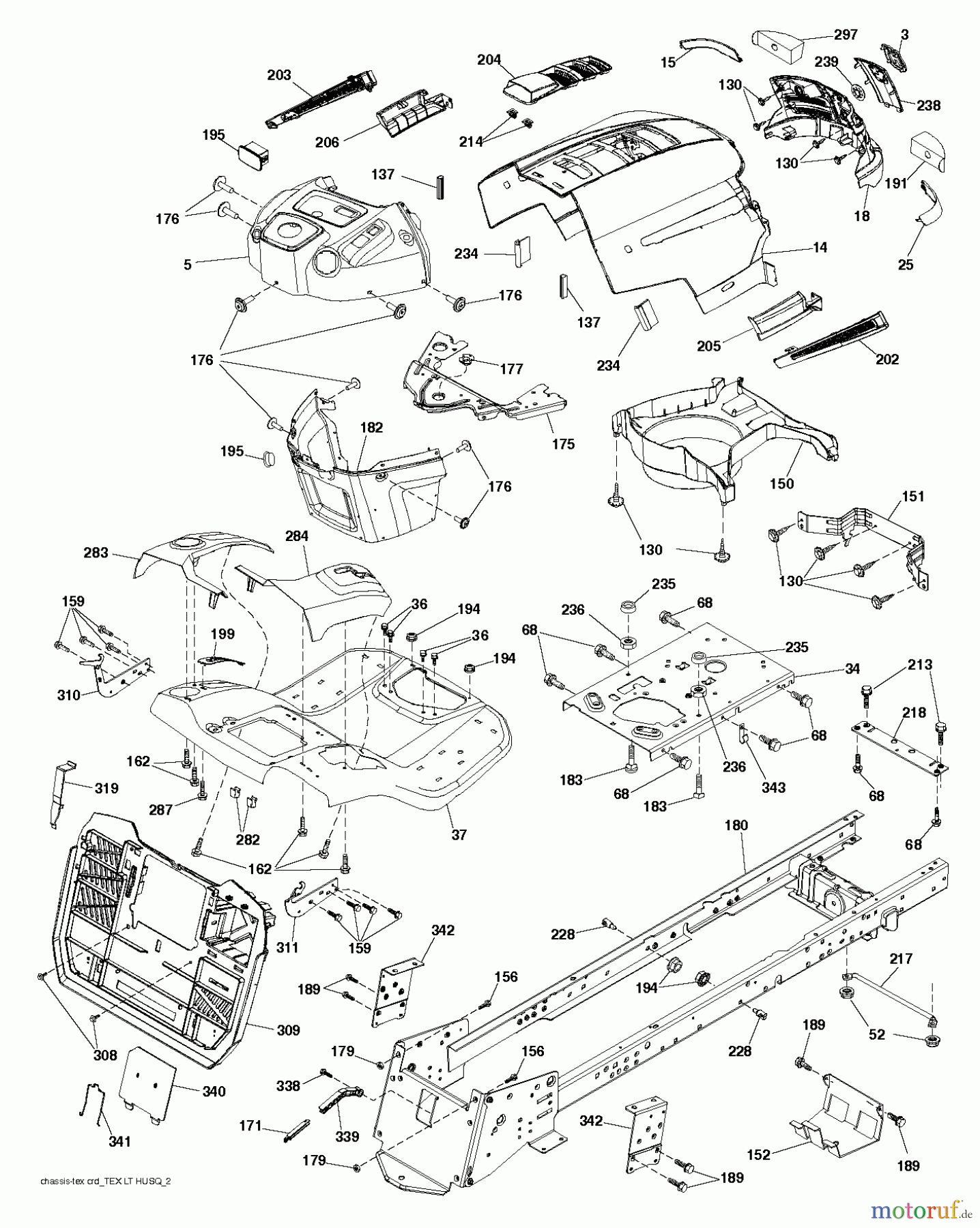 Husqvarna Rasen und Garten Traktoren CT 153 (96051001500) - Husqvarna Lawn Tractor (2011-03 & After) CHASSIS ENCLOSURES