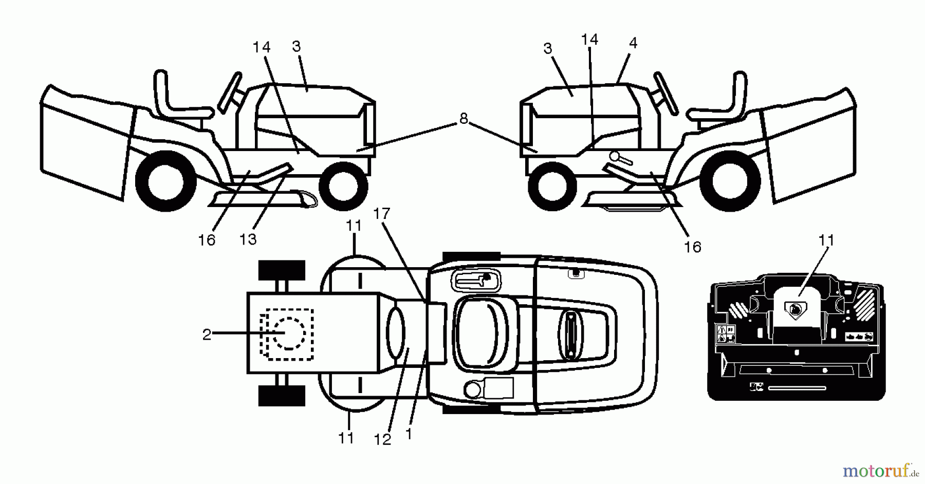 Husqvarna Rasen und Garten Traktoren CT 153 (96051001500) - Husqvarna Lawn Tractor (2011-03 & After) DECALS