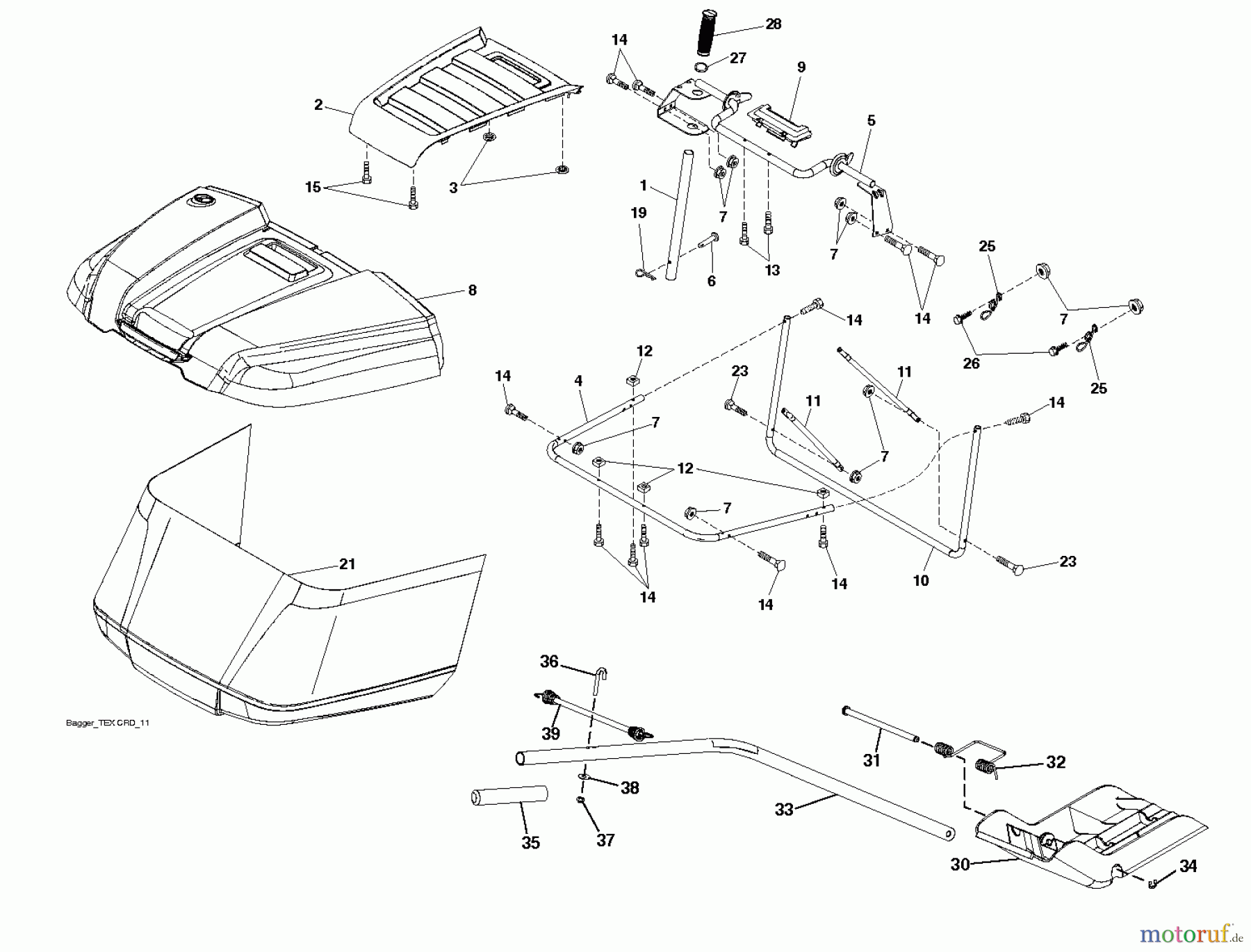 Husqvarna Rasen und Garten Traktoren CT 154 (96051002501) - Husqvarna Lawn Tractor (2012-08 & After) BAGGER