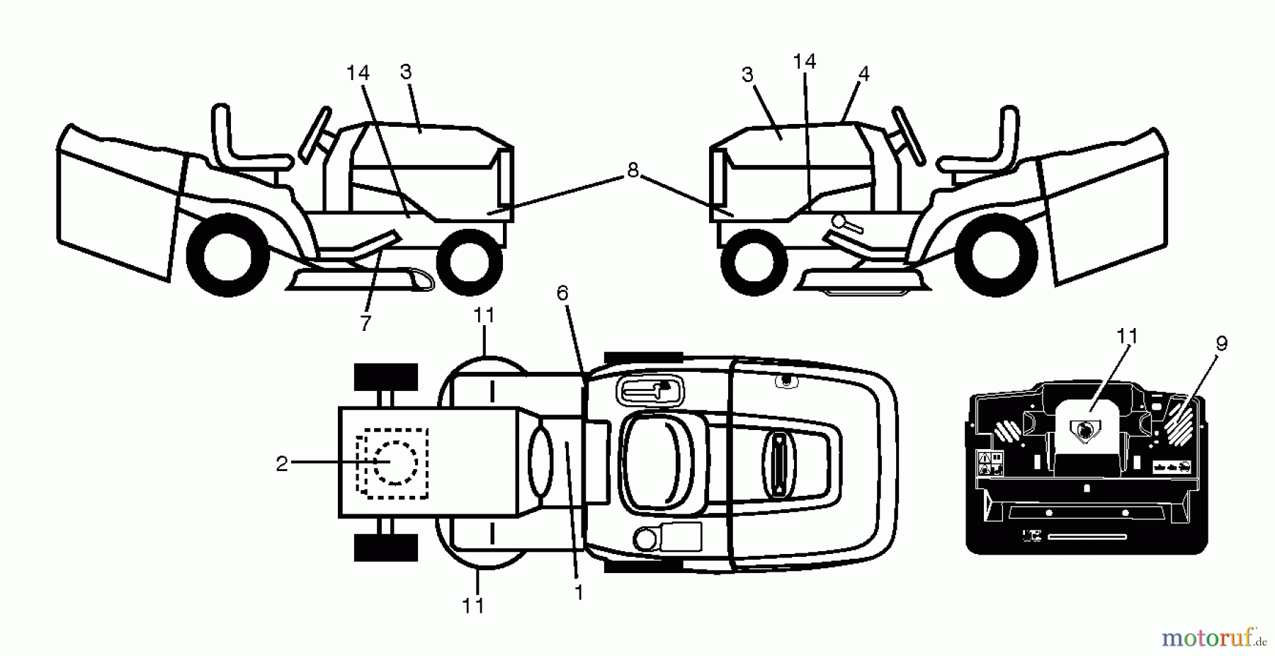Husqvarna Rasen und Garten Traktoren CT 154 (96051002500) - Husqvarna Lawn Tractor (2011-12 & After) DECALS