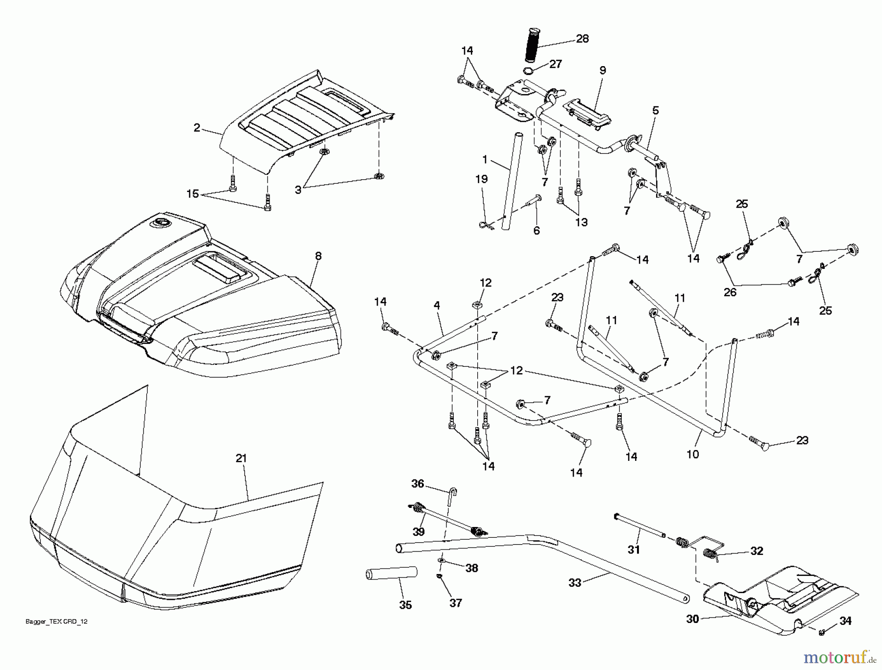 Husqvarna Rasen und Garten Traktoren CT 154 (96051002601) - Husqvarna Lawn Tractor (2012-08 & After) BAGGER